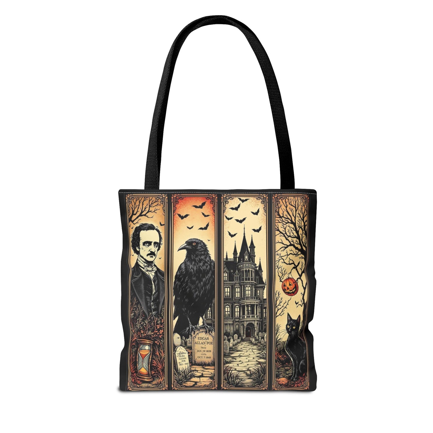 Edgar Allan Poe Tote Bag Gothic Literary Gift for Book Lover Dark Academia Macabre Accessory Halloween Tote Fall School Bag for Poetember Bags Printify