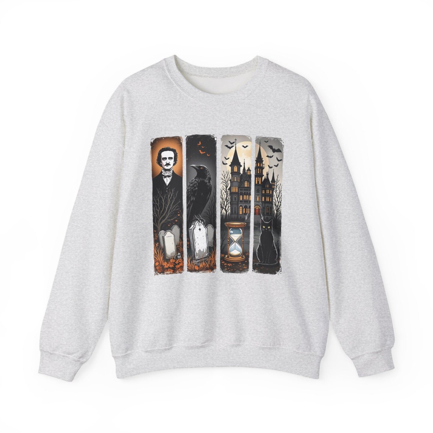 Edgar Allan Poe Sweatshirt The Raven Nevermore Gothic Horror Sweater Dark Academia Macabre Halloween Gift for Book Lovers Birthday Christmas Sweatshirt Printify Ash S