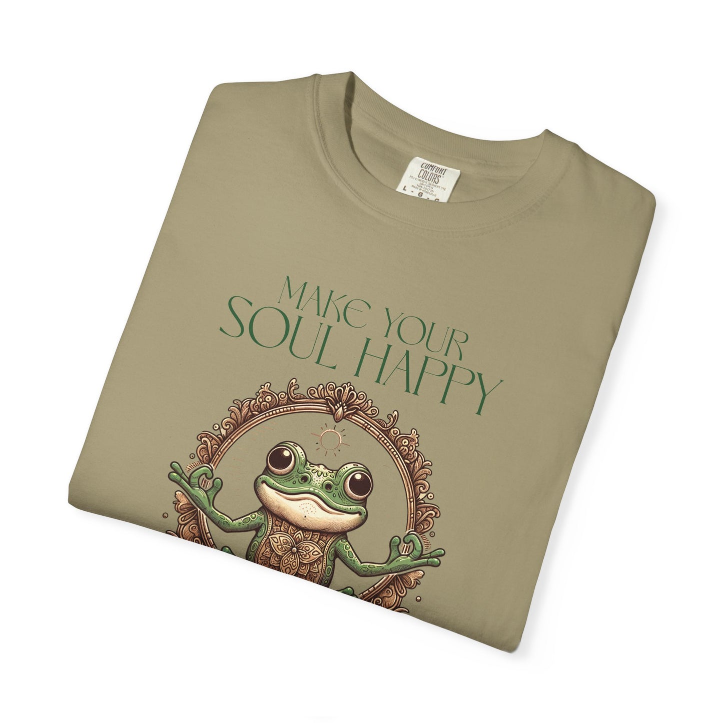 Green Yoga Frog Make Your Soul Happy Unisex T-Shirt, Casual Wear, Highlander Fan Gift, T-Shirt Printify