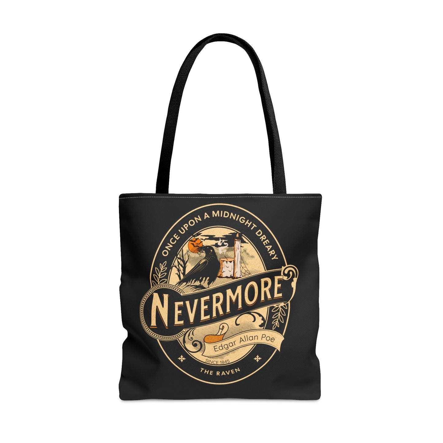 Edgar Allan Poe Tote Bag, The Raven Vintage Poetry Lover Shoulder Bag, Dark Academia, Literary, Bookish, Bookclub Gift, Fall Autumn Gift Bags Printify Large
