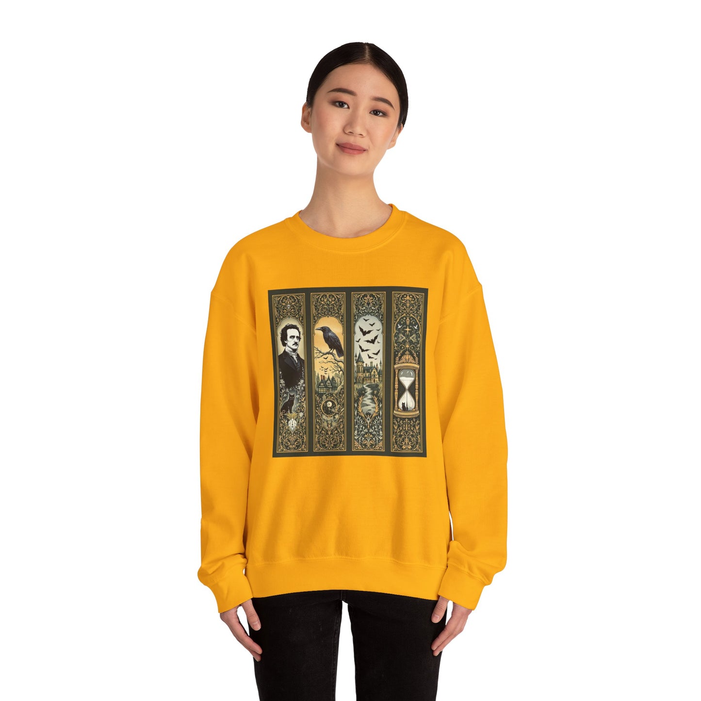 Edgar Allan Poe Sweatshirt The Raven Nevermore Gothic Horror Sweater Dark Academia Macabre Halloween Gift for Book Lovers Birthday Christmas