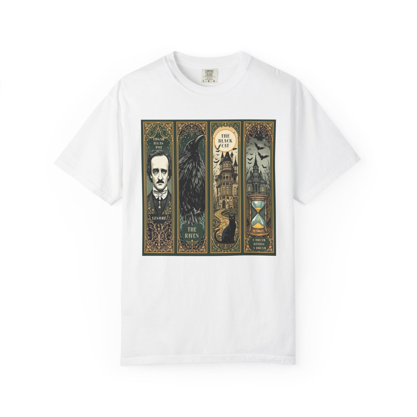 Edgar Allan Poe T-Shirt Gothic Graphic Tee The Raven Nevermore Quote Horror Literature Shirt Dark Academia Aesthetic Halloween Party Gift T-Shirt Printify White S