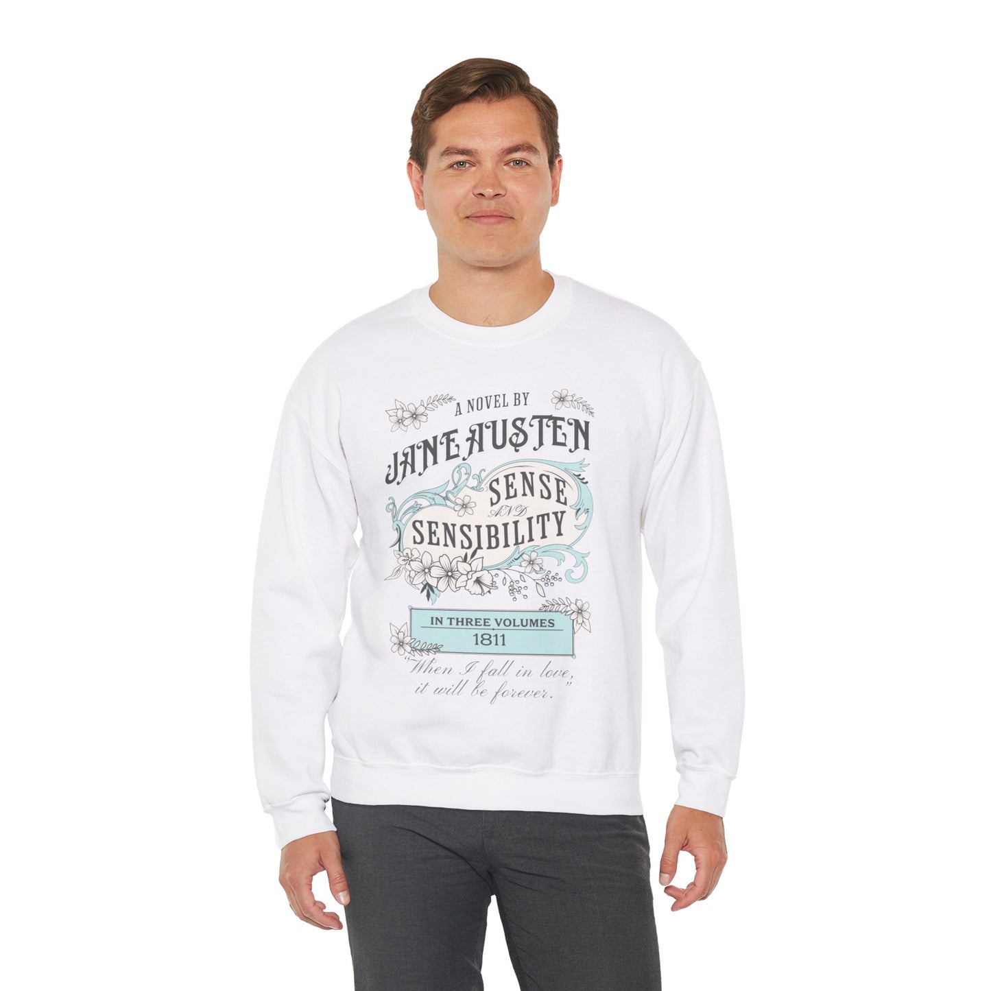 Jane Austen Sweatshirt, Sense & Sensibility Historical Romance Sweater, Bookish Literary Jane Austen Fan Art Gift, Gift for Her, Readers, Sweatshirt Printify
