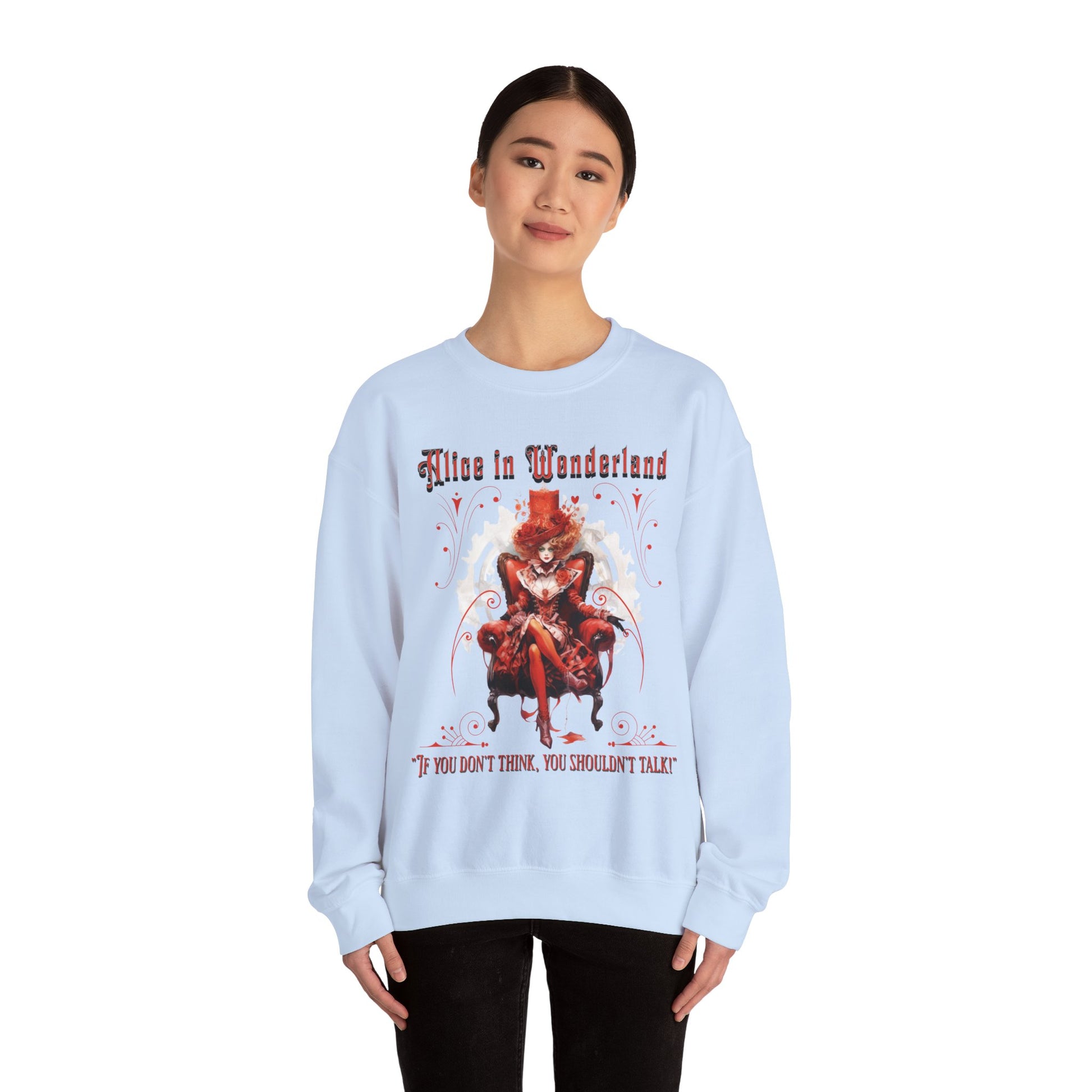 Queen of Hearts Sweatshirt, Alice In Wonderland Lewis Carroll Whimsigoth Academia Sweater Mad Hatter Tea Party Tee Bookish Booktok Gift Sweatshirt Printify