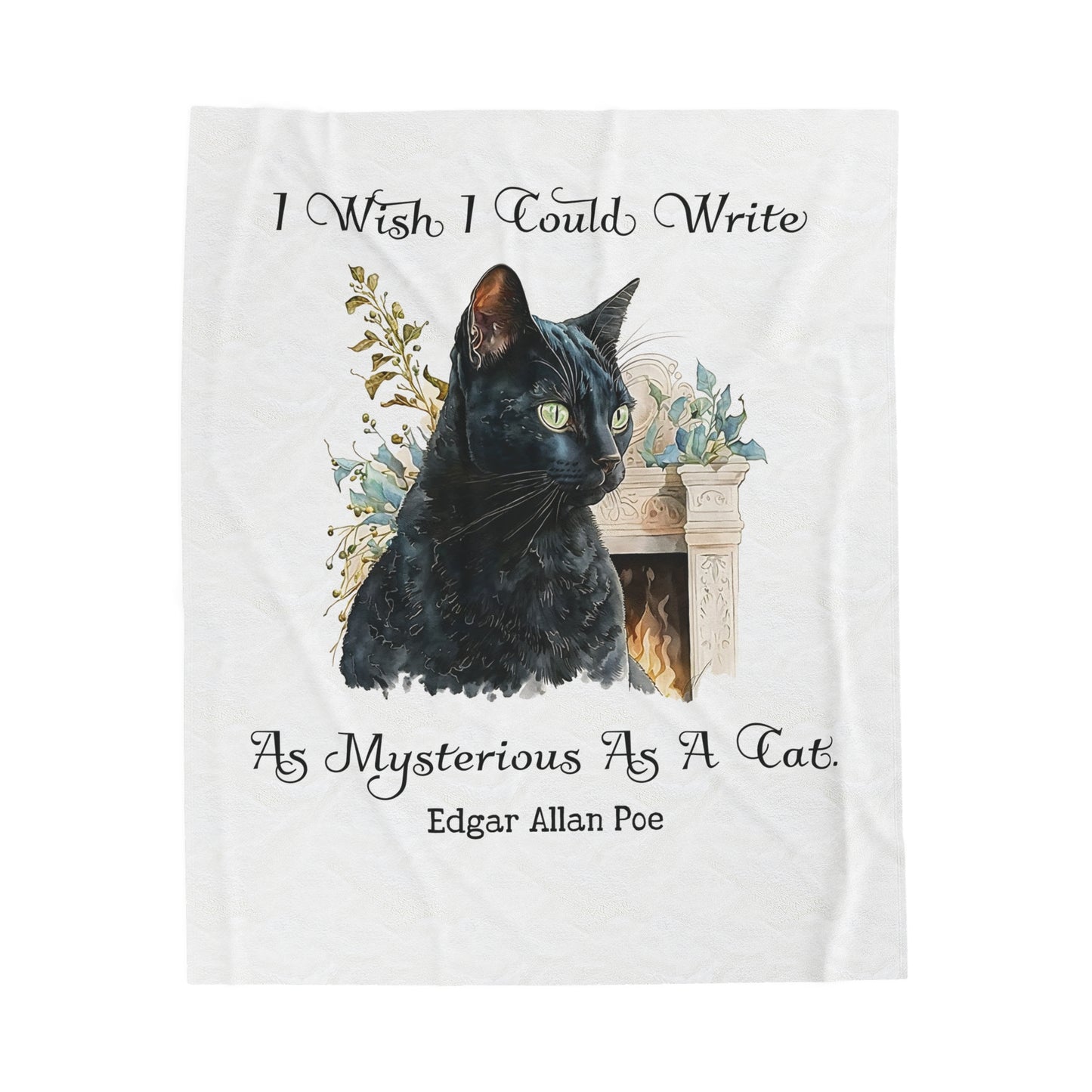 Edgar Allan Poe, The Black Cat Throw Blanket, Soft Book Lover Reading Blanket, Gothic Dark Academia, Horror Movie Watching Plush, Fairycore All Over Prints Printify 50" × 60"