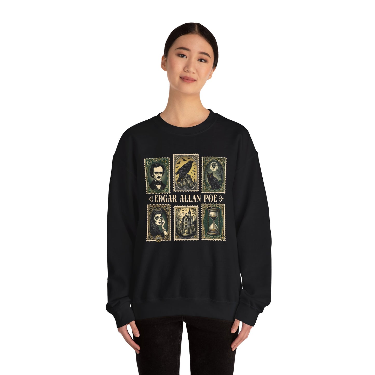 Edgar Allan Poe Sweatshirt The Raven Nevermore Gothic Horror Sweater Dark Academia Macabre Halloween Gift for Book Lovers Birthday Christmas Sweatshirt Printify