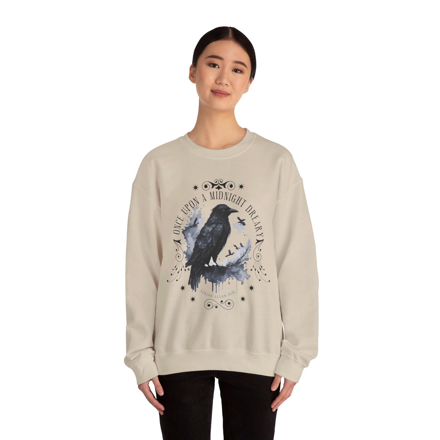 Edgar Allan Poe, The Raven Sweatshirt, Poet, Poetry Lover Sweater, Book Lover, Haunting Gothic Gift, Light, Dark Academia, Horror Movie Top Sweatshirt Printify