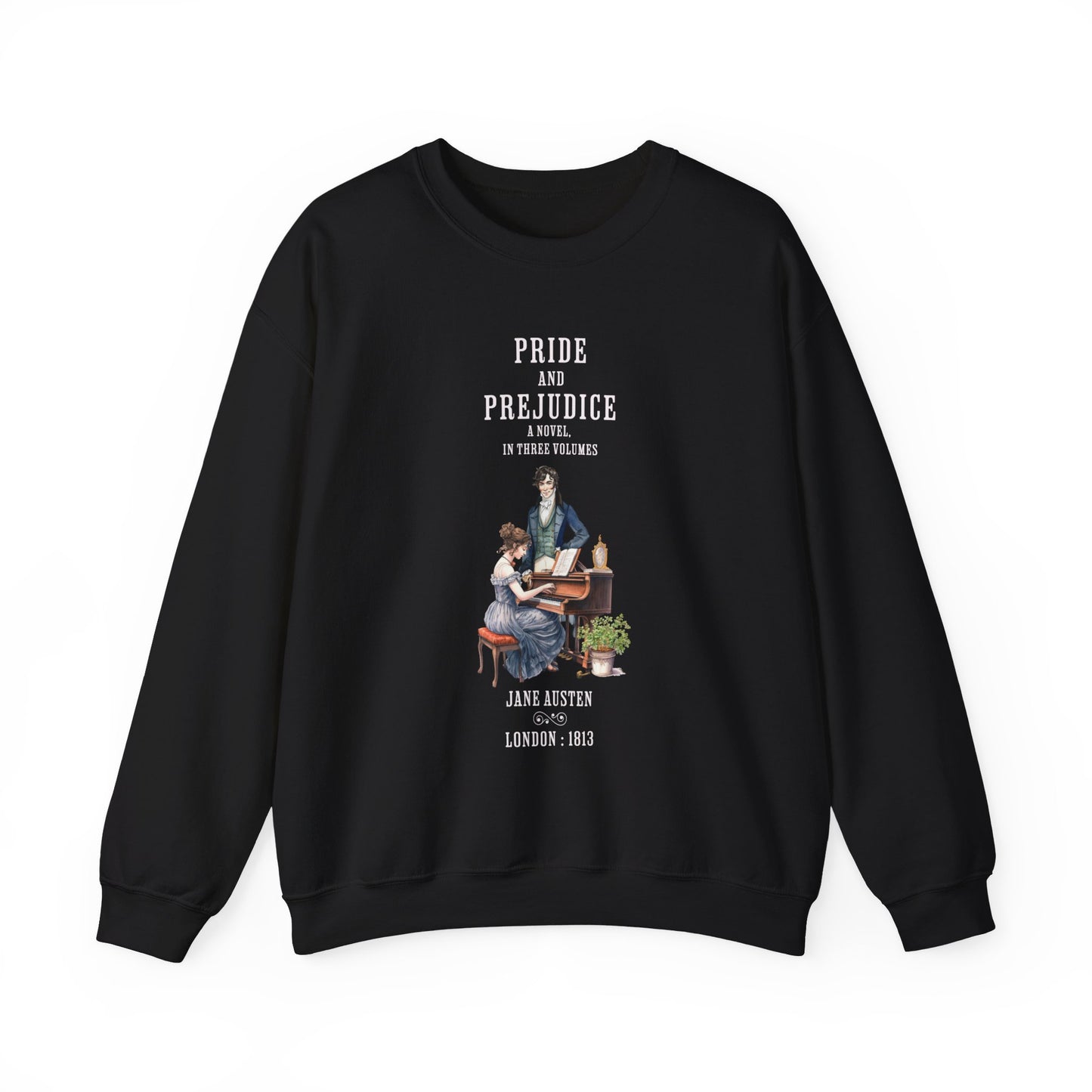 Jane Austen Sweatshirt, Pride & Prejudice Historical Romance Sweater, Bookish Literary Jane Austen Fan Art Gift for Her, Bookclub Shirt Sweatshirt Printify S Black