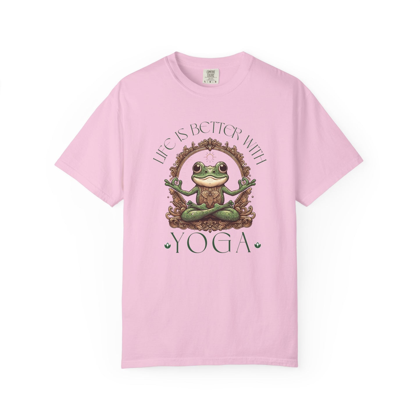 Green Yoga Frog Life Is Better With Yoga Unisex T-Shirt, Casual Wear, Highlander Fan Gift, T-Shirt Printify Blossom S