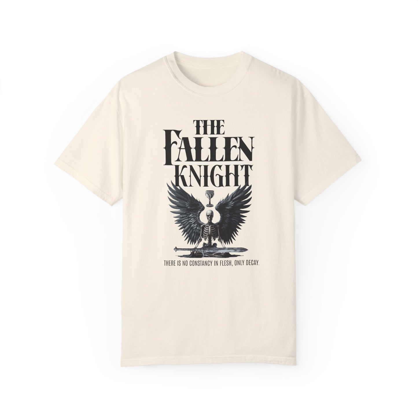 Fallen Knight T-shirt Ren Faire Gothic Skeleton Tee Renaissance Medieval Faire Shirt Fantasy Lover Gift Music Festivals Cosplay Fan Tee T-Shirt Printify Ivory S
