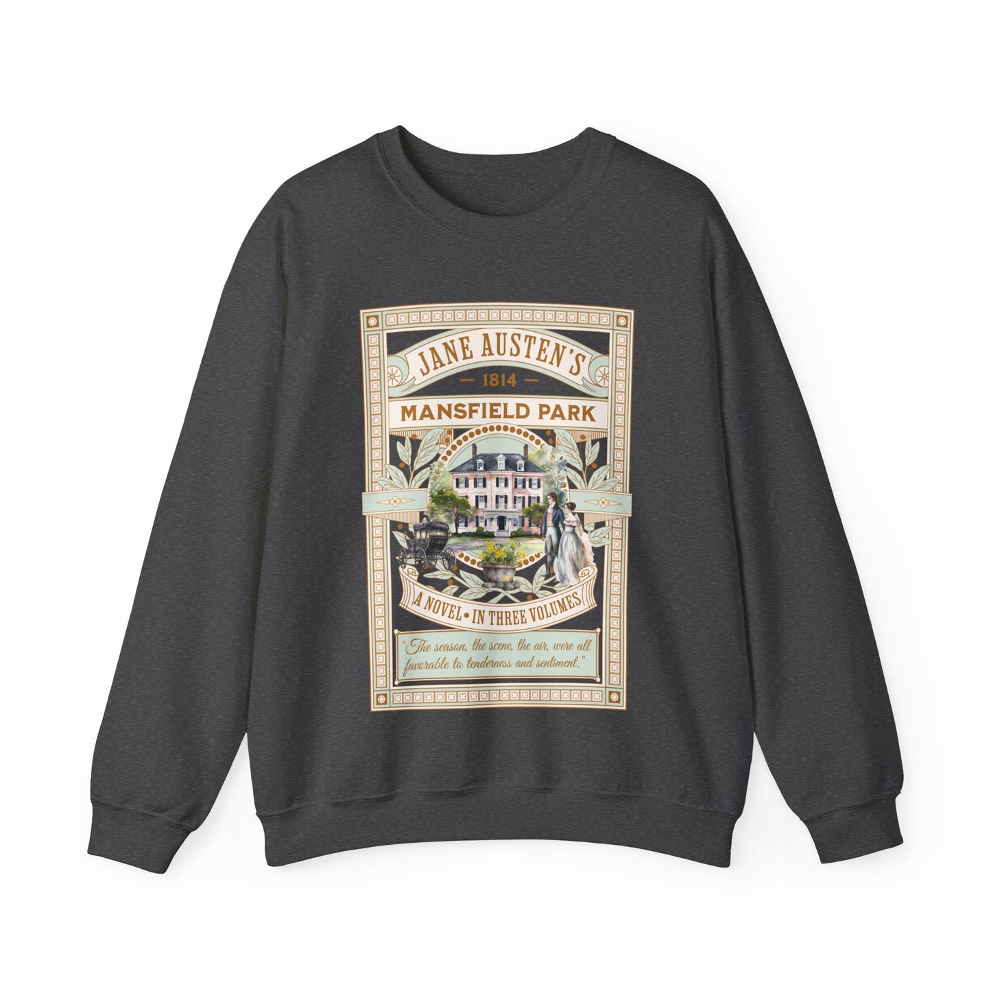 Jane Austen Sweatshirt, Mansfield Park Historical Romance Sweater, Bookish Literary Jane Austen Fan Art Gift, Gift for Her, Readers, Sweatshirt Printify S Dark Heather