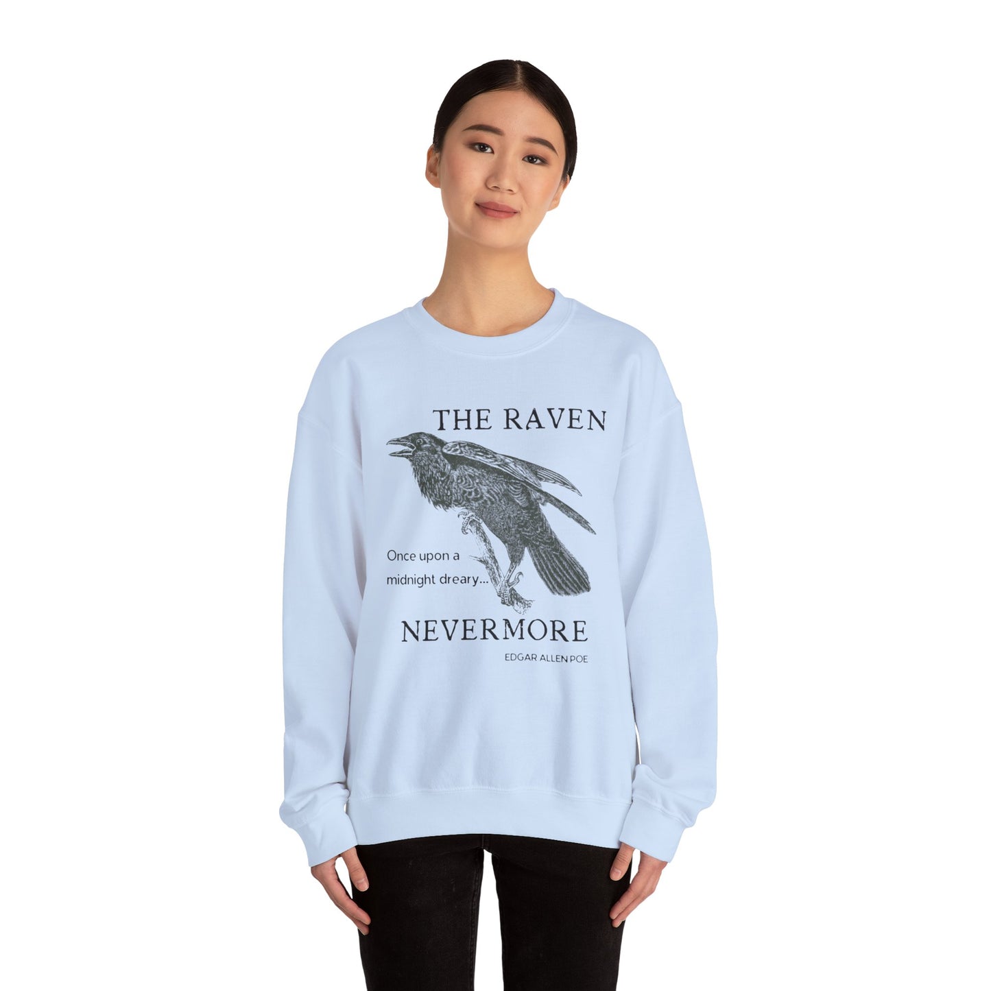 Halloween Vintage The Raven Sweatshirt, Spooky Season Sweater, Trick or Treating Shirt, Halloween Party, Edgar Allen Poe, Nevermore, Gothic Sweatshirt Printify