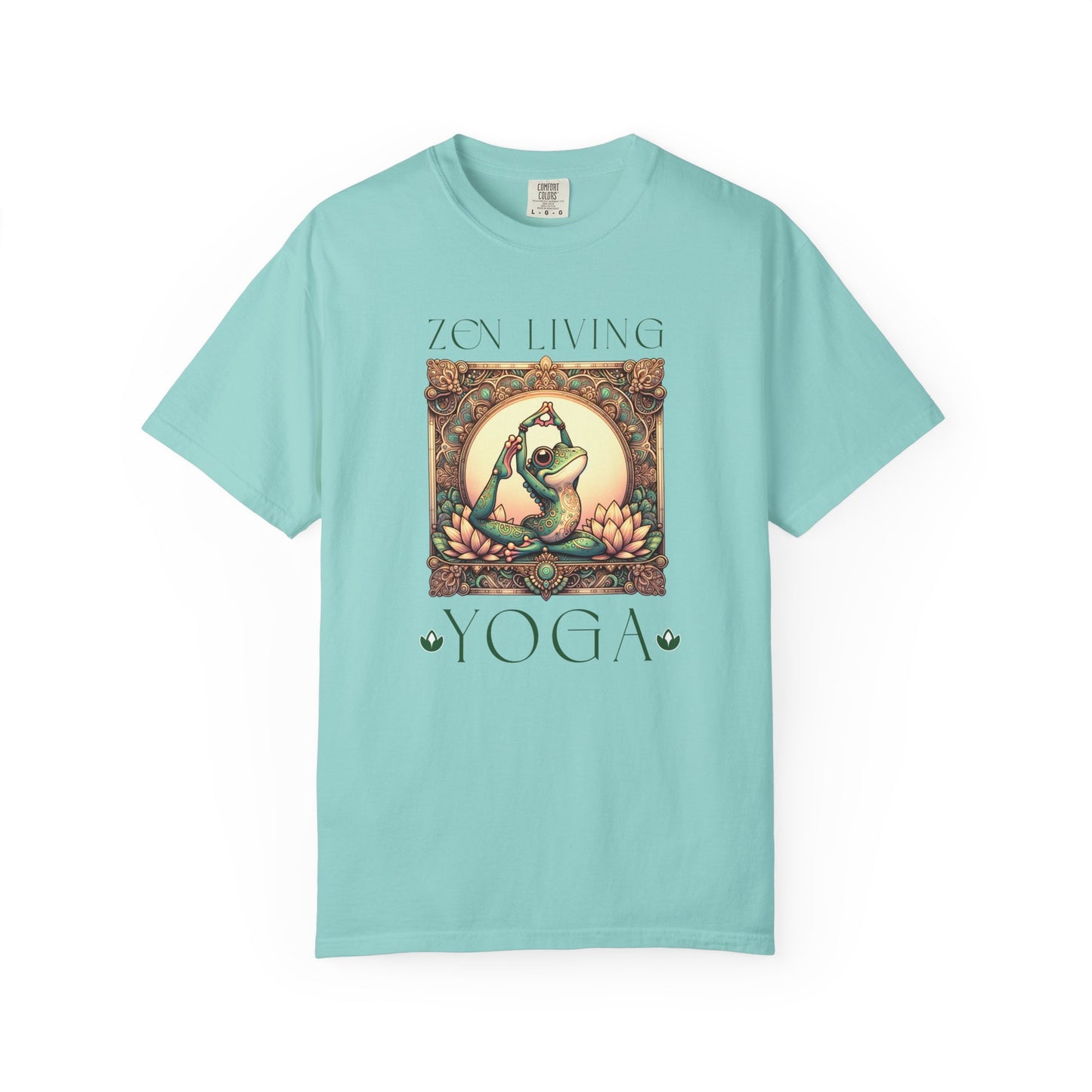 Green Yoga Frog Zen Living Unisex T-Shirt, Casual Wear, Highlander Fan Gift, T-Shirt Printify Chalky Mint S