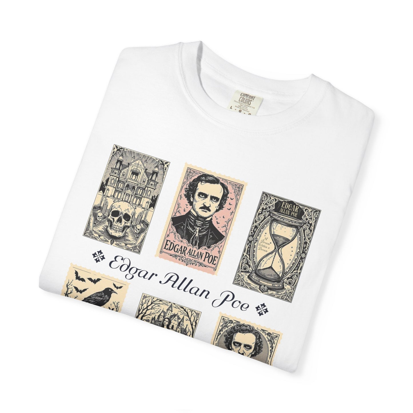 Edgar Allan Poe T-Shirt Gothic Graphic Tee The Raven Nevermore Quote Horror Literature Shirt Dark Academia Aesthetic Halloween Party Gift T-Shirt Printify