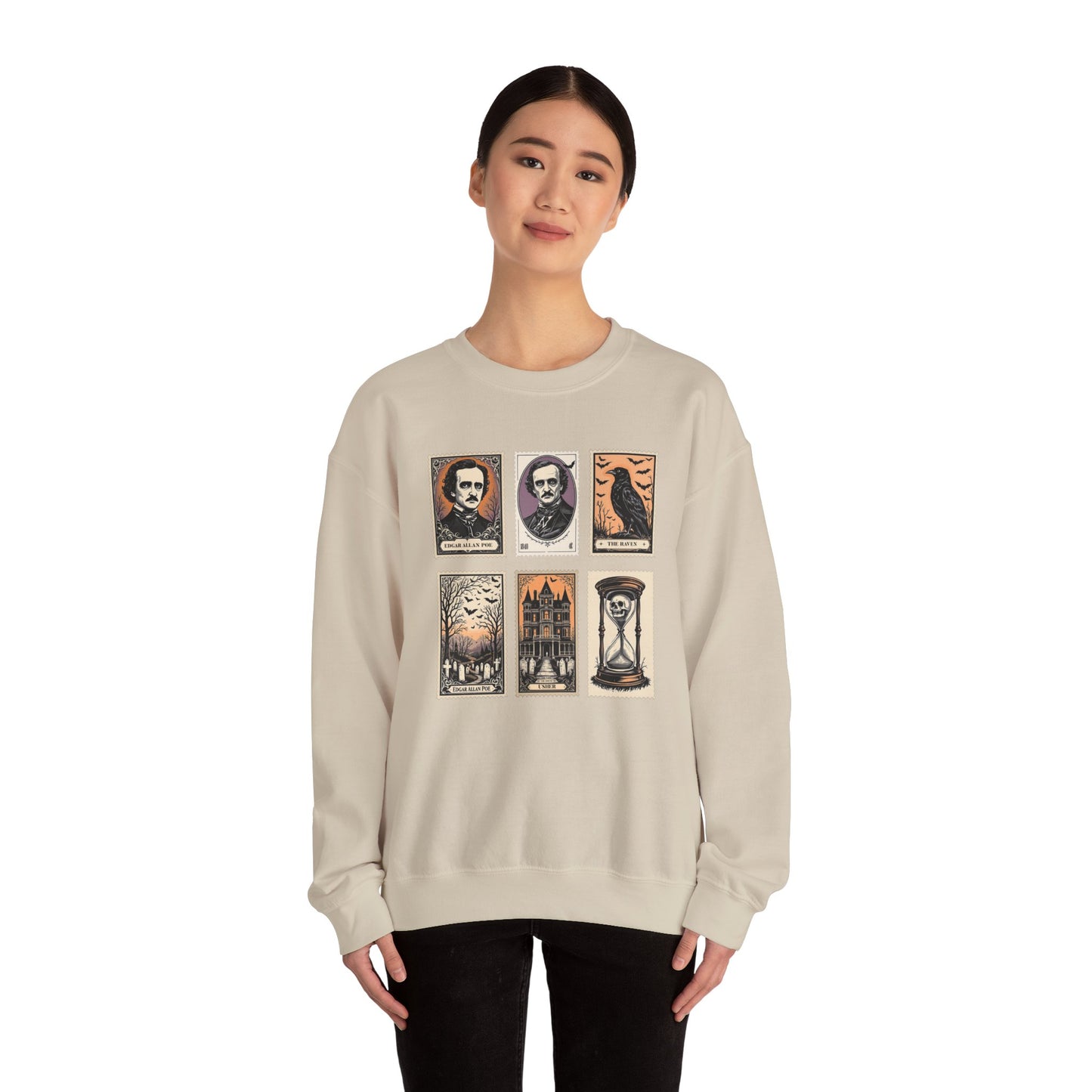 Edgar Allan Poe Sweatshirt The Raven Nevermore Gothic Horror Sweater Dark Academia Macabre Halloween Gift for Book Lovers Birthday Christmas Sweatshirt Printify