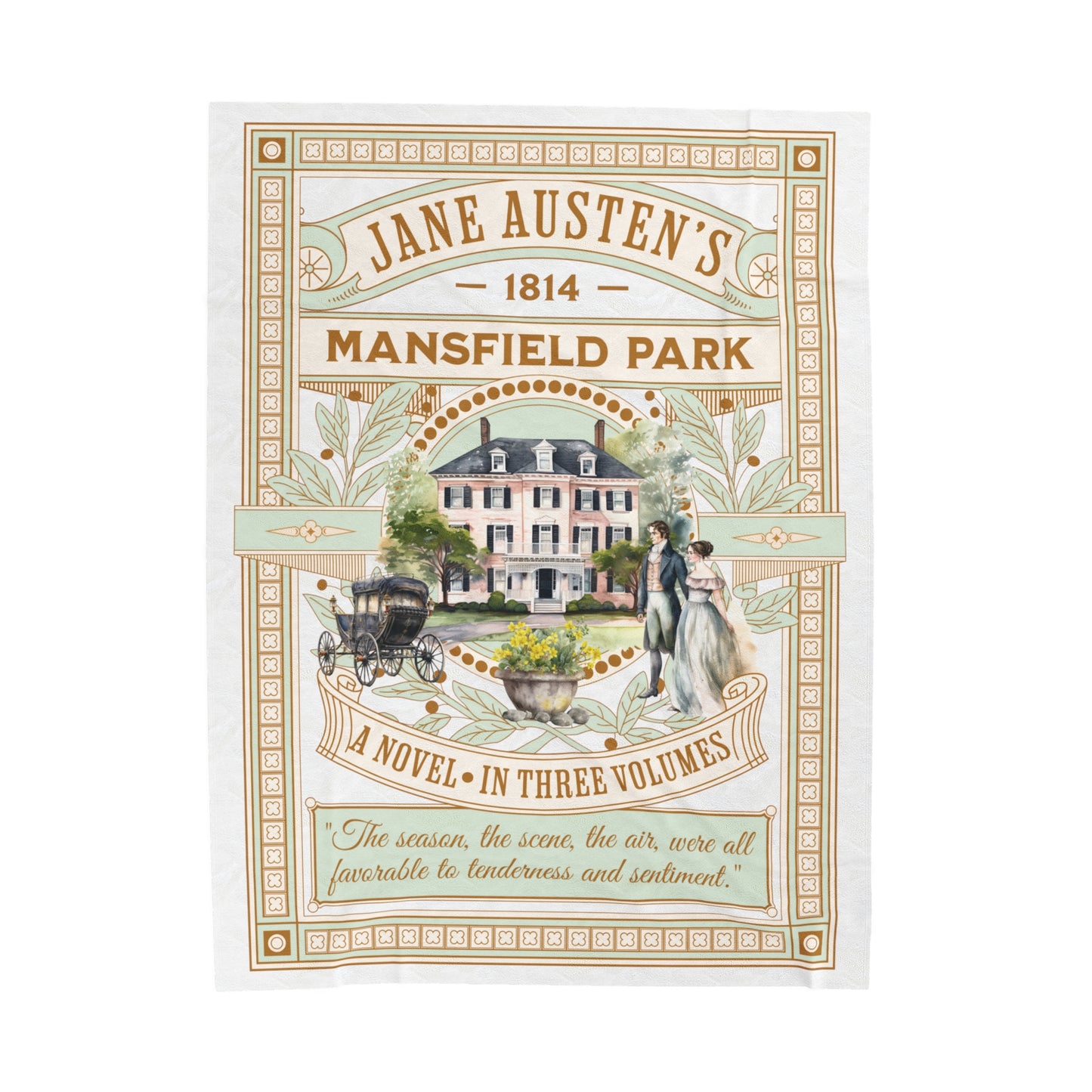 Jane Austen Plush Throw Blanket, Mansfield Park Historical Romance Gift, Bookish Literary Jane Austen Fan Art Gift, Gift for Her, Bookclub All Over Prints Printify 60" × 80"