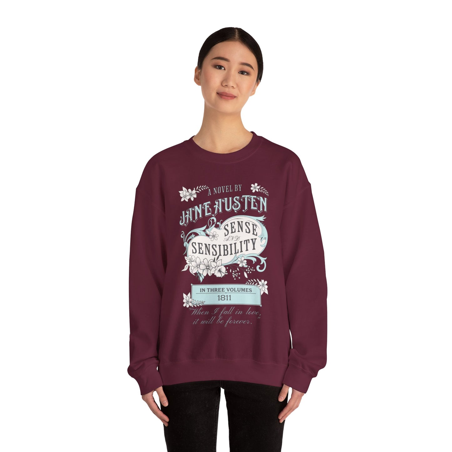 Jane Austen Sweatshirt, Sense & Sensibility Historical Romance Sweater, Bookish Literary Jane Austen Fan Art Gift, Gift for Her, Readers, Sweatshirt Printify