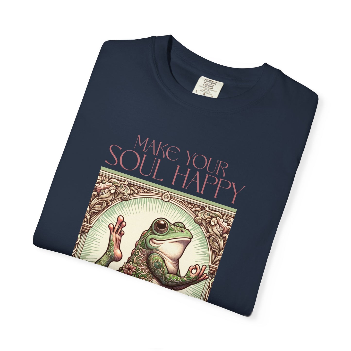 Yoga Frog Make Your Soul Happy Pink Unisex T-Shirt, Casual Wear, Highlander Fan Gift, Comfortable Graphic Tee