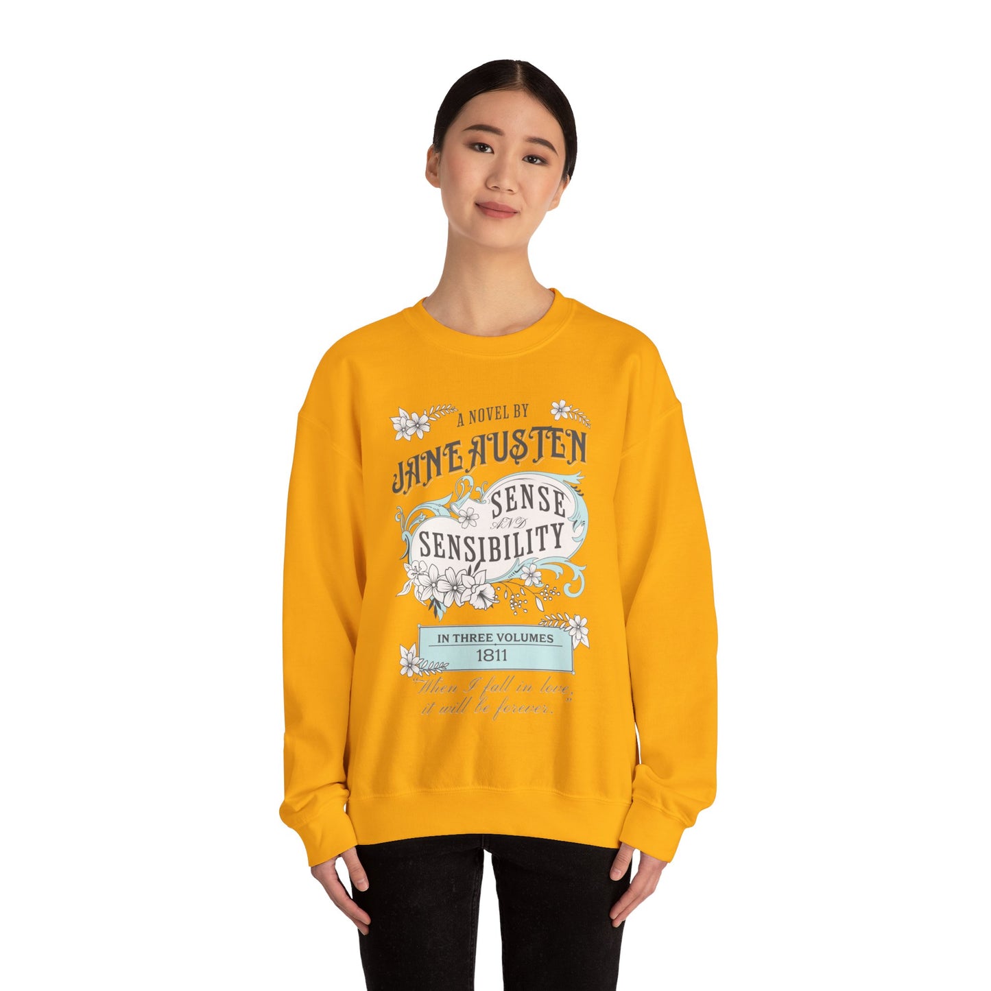 Jane Austen Sweatshirt, Sense & Sensibility Historical Romance Sweater, Bookish Literary Jane Austen Fan Art Gift, Gift for Her, Readers, Sweatshirt Printify