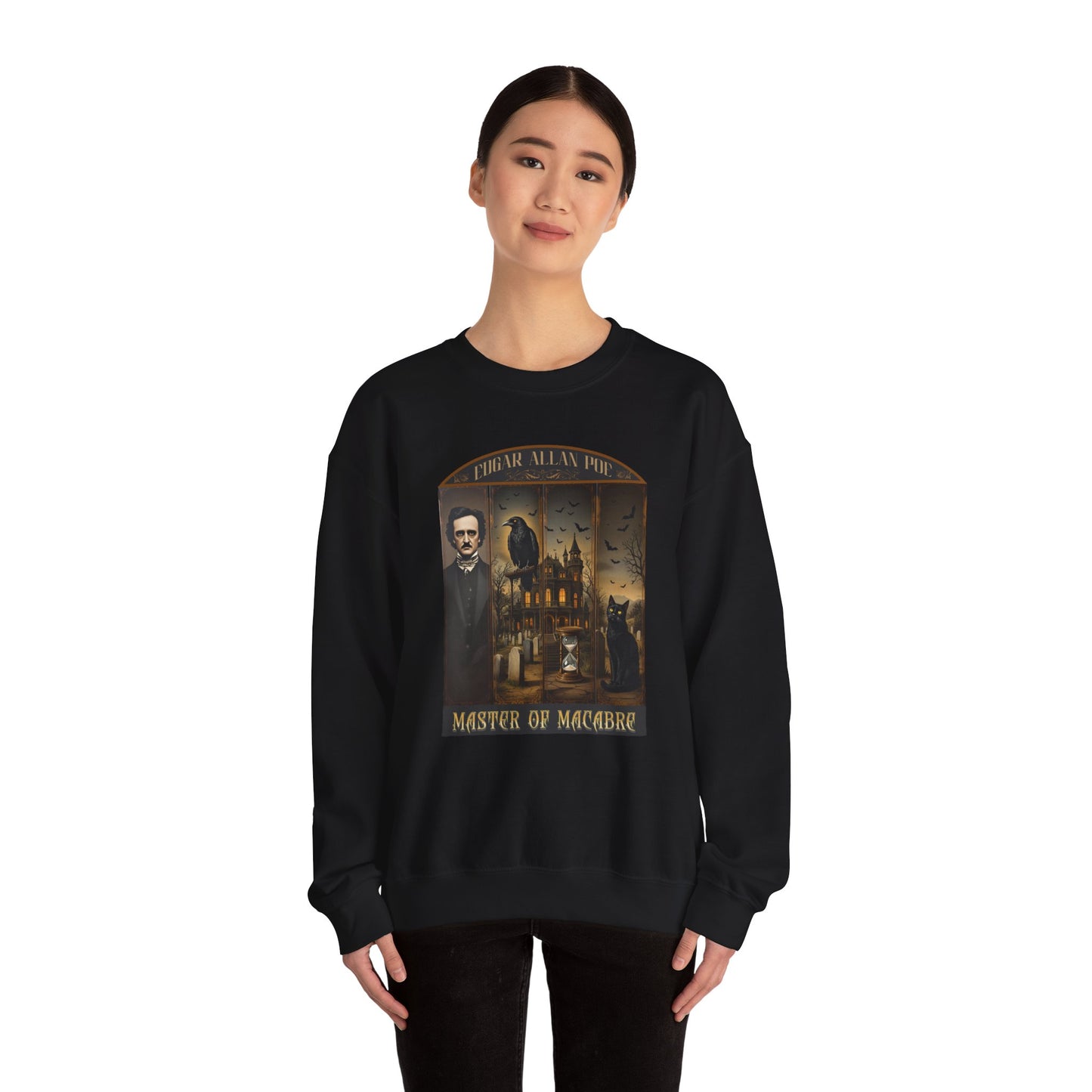 Edgar Allan Poe Sweatshirt The Raven Nevermore Gothic Horror Sweater Dark Academia Macabre Halloween Gift for Book Lovers Birthday Christmas Sweatshirt Printify