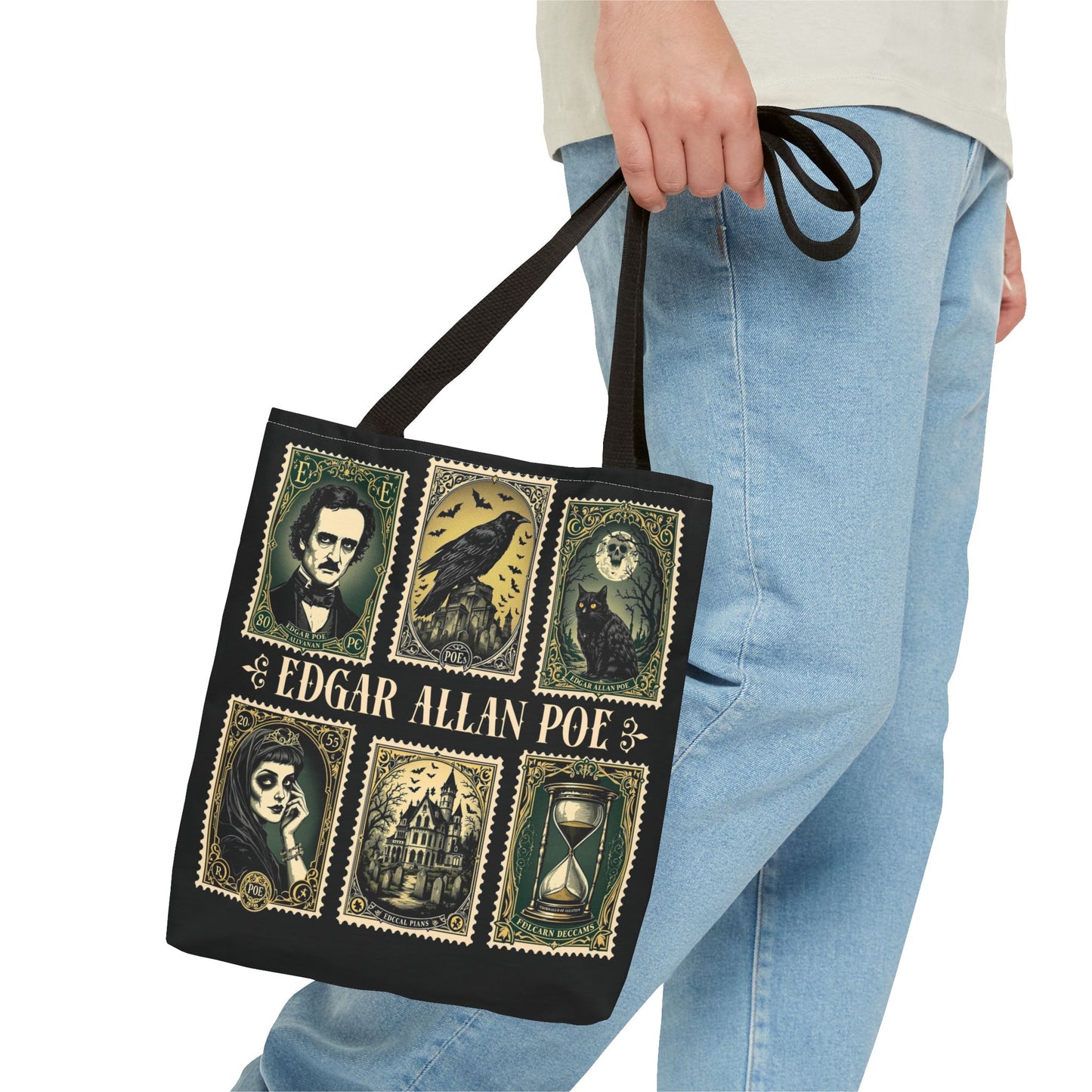 Edgar Allan Poe Tote Bag Gothic Literary Gift for Book Lover Dark Academia Macabre Accessory Halloween Tote Fall School Bag for Poetember Bags Printify
