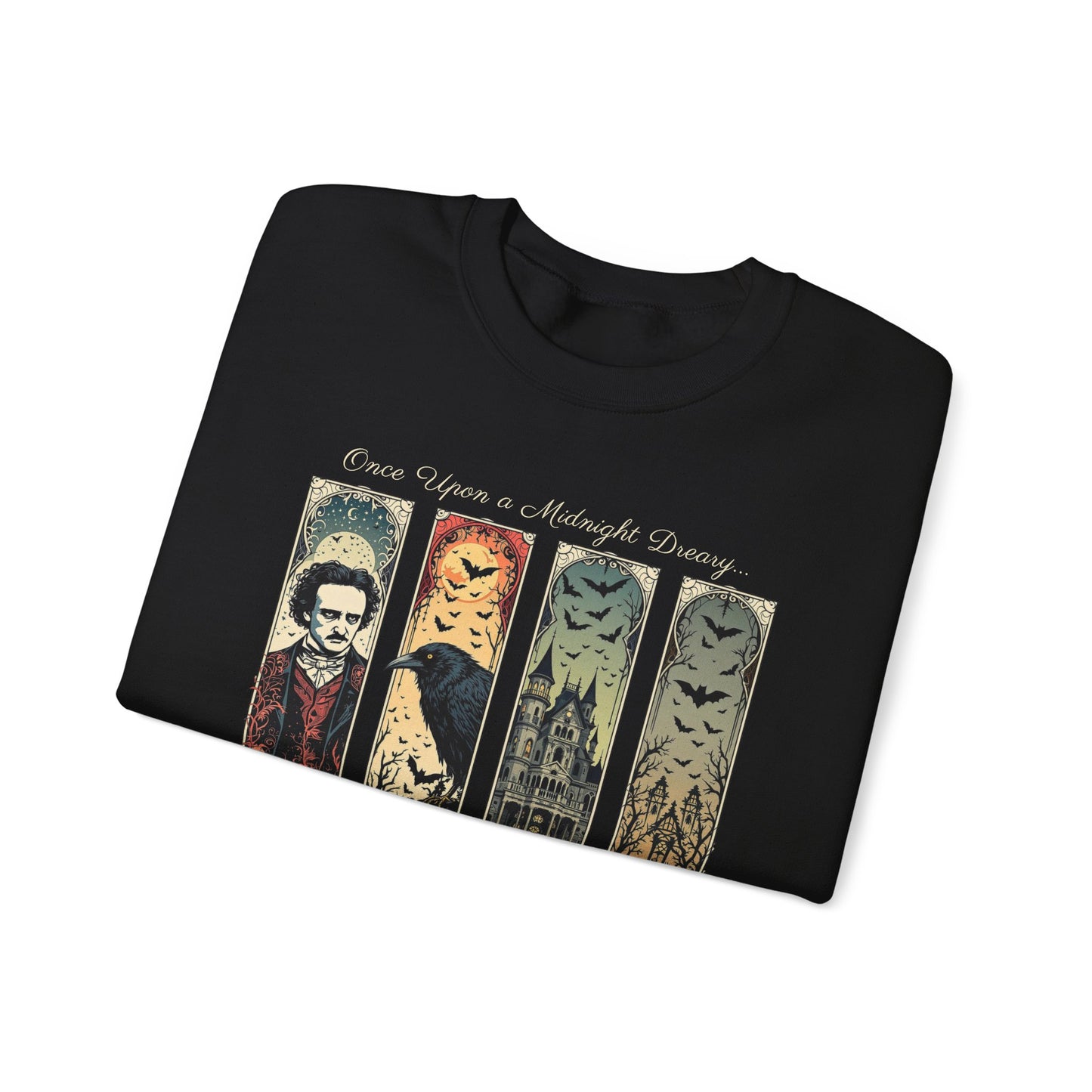 Edgar Allan Poe Sweatshirt The Raven Nevermore Gothic Horror Sweater Dark Academia Macabre Halloween Gift for Book Lovers Birthday Christmas Sweatshirt Printify
