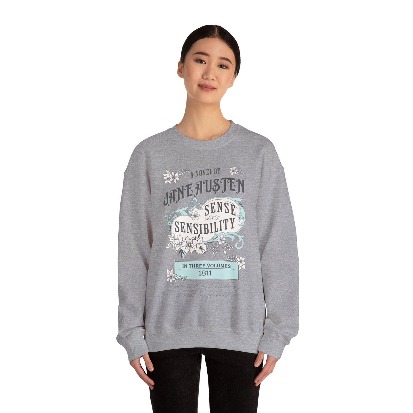 Jane Austen Sweatshirt, Sense & Sensibility Historical Romance Sweater, Bookish Literary Jane Austen Fan Art Gift, Gift for Her, Readers, Sweatshirt Printify