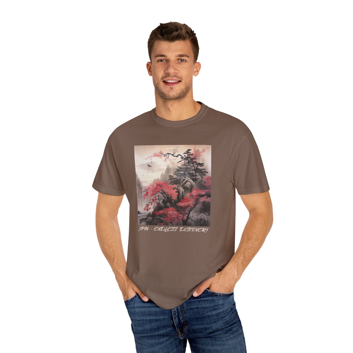 Japanese Mountain T-Shirt Pretty Sumi-e Style Japan Landscape Ink Painting Gift For Her Japanese Vacation Vintage Japanese Aesthetic Tee T-Shirt Printify