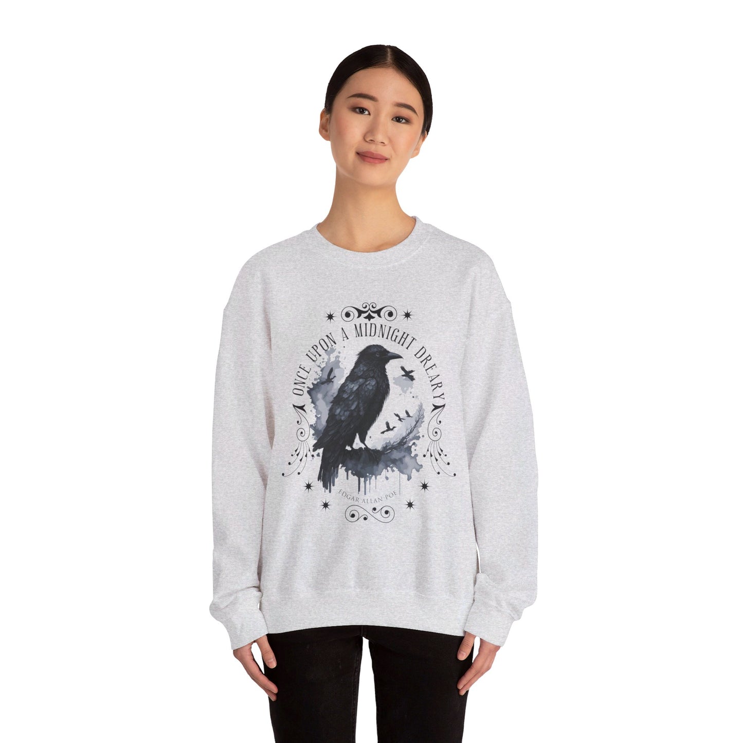 Edgar Allan Poe, The Raven Sweatshirt, Poet, Poetry Lover Sweater, Book Lover, Haunting Gothic Gift, Light, Dark Academia, Horror Movie Top Sweatshirt Printify