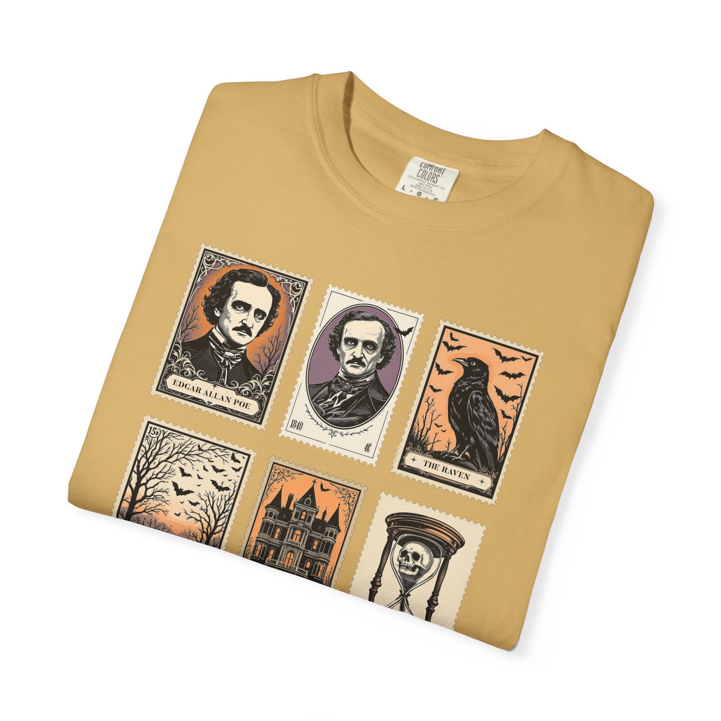 Edgar Allan Poe T-Shirt Gothic Graphic Tee The Raven Nevermore Quote Horror Literature Shirt Dark Academia Aesthetic Halloween Party Gift