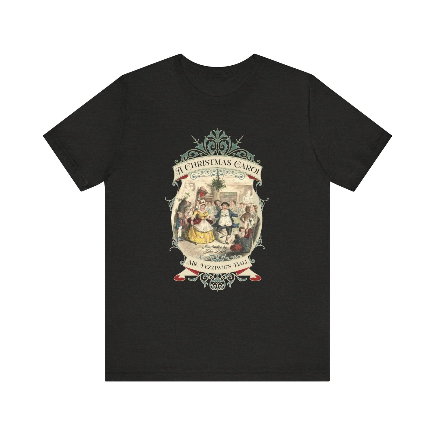 A Christmas Carol TShirt, Vintage Charles Dickens Victorian, Scrooge Fezziwig's Ball, Holiday Tradition X-Mas Movie T-shirt Bookish Christmas T-Shirt Printify Black Heather XS