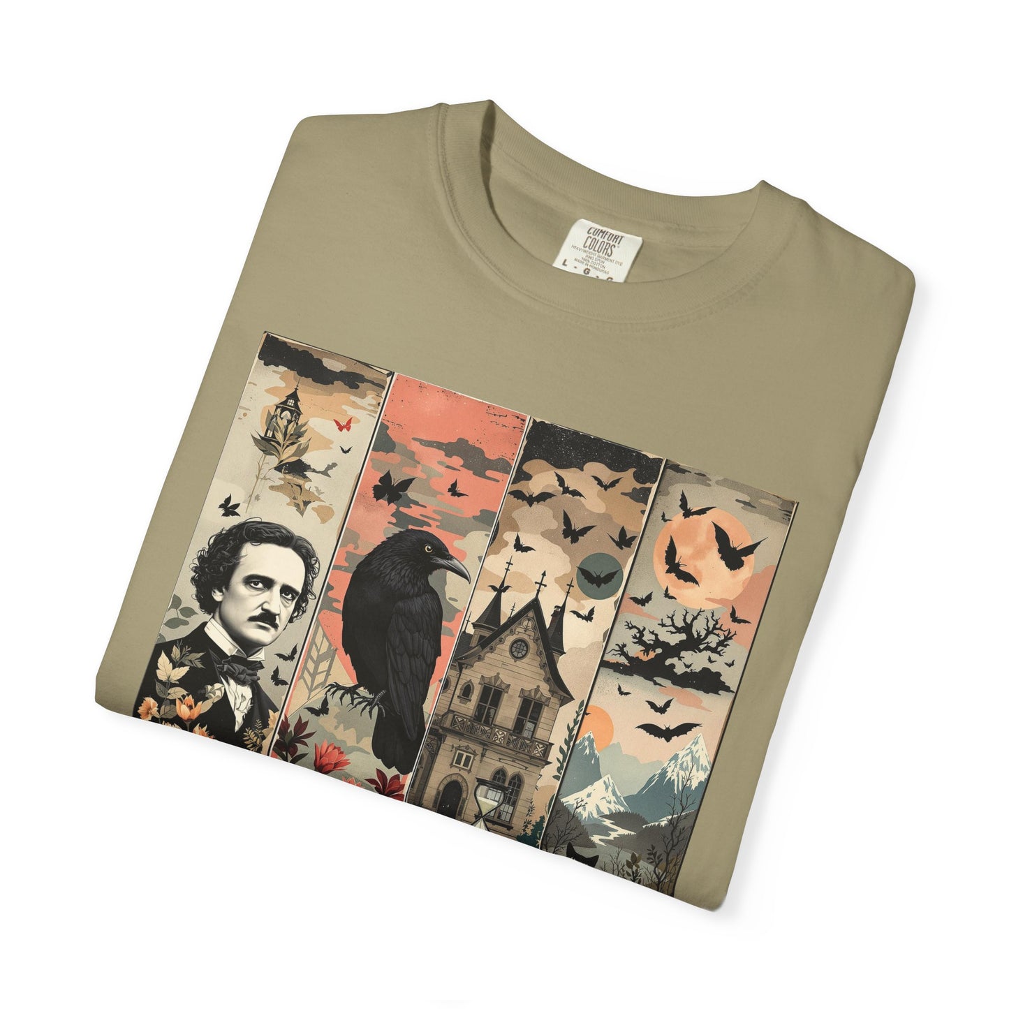 Edgar Allan Poe T-Shirt Gothic Graphic Tee The Raven Nevermore Quote Horror Literature Shirt Dark Academia Aesthetic Halloween Party Gift