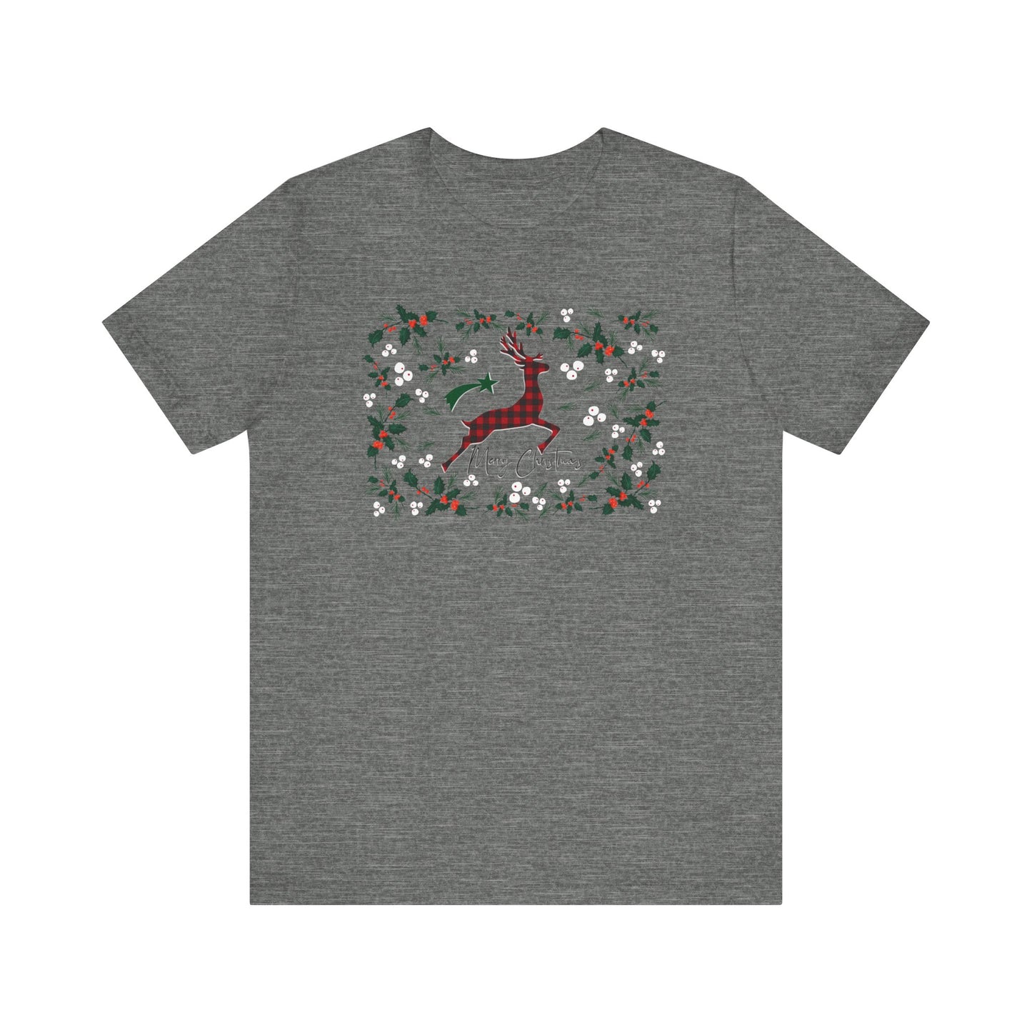 Merry Christmas Plaid Reindeer Shirt, Country Reindeer Shirt, Christmas Family Shirt, Christmas Shirt, Merry Christmas Shirt, Christmas Gift T-Shirt Printify Deep Heather XS