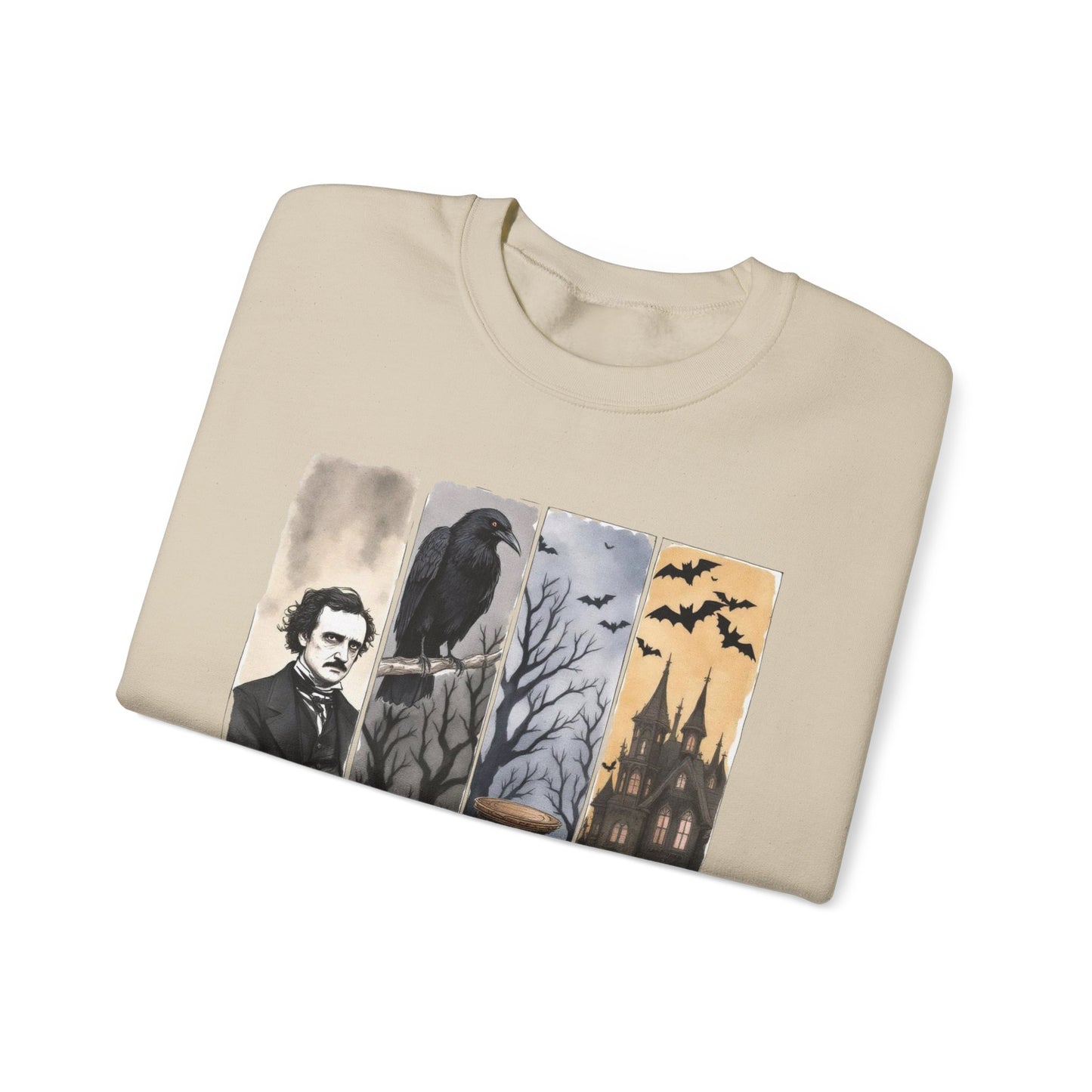 Edgar Allan Poe Sweatshirt The Raven Nevermore Gothic Horror Sweater Dark Academia Macabre Halloween Gift for Book Lovers Birthday Christmas Sweatshirt Printify