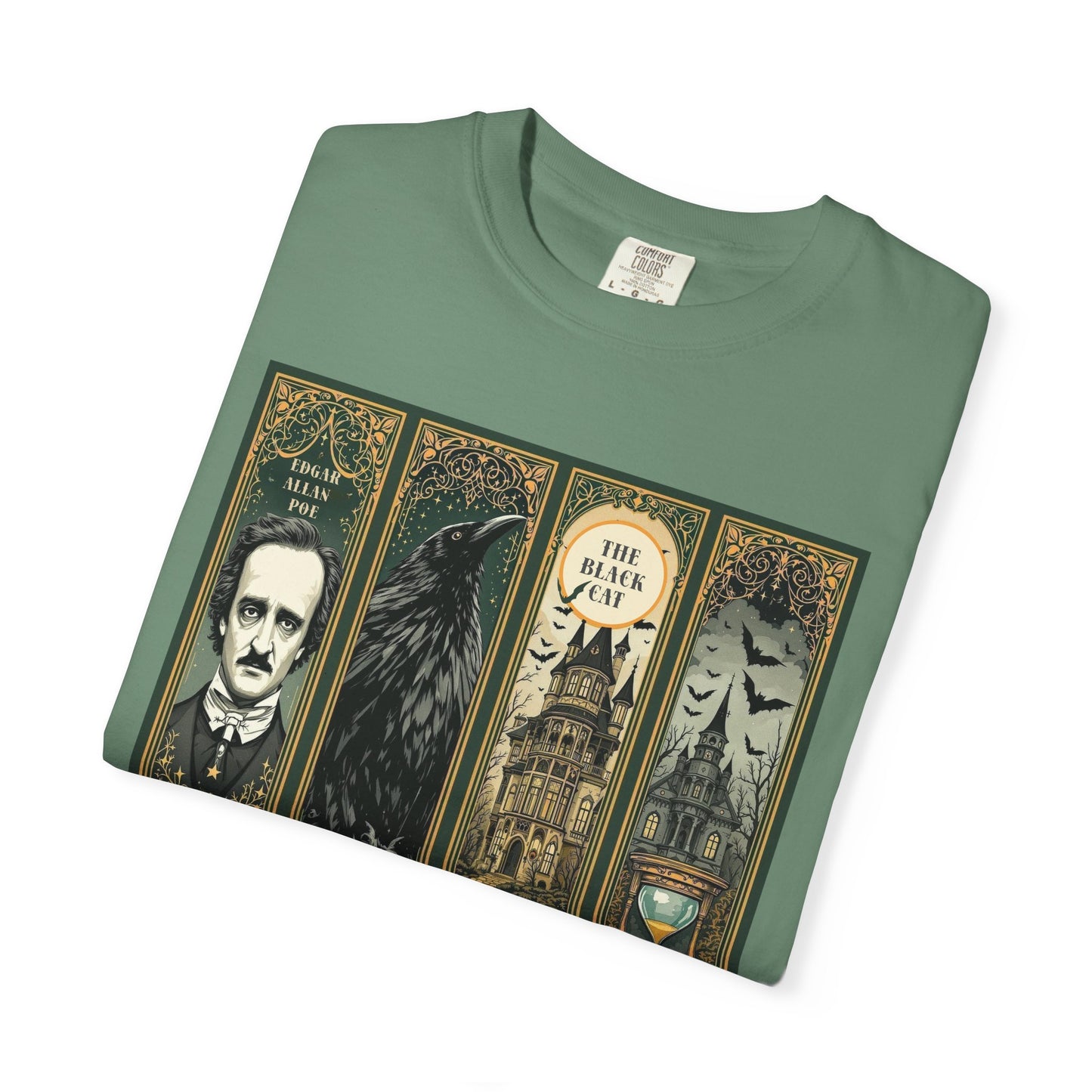 Edgar Allan Poe T-Shirt Gothic Graphic Tee The Raven Nevermore Quote Horror Literature Shirt Dark Academia Aesthetic Halloween Party Gift
