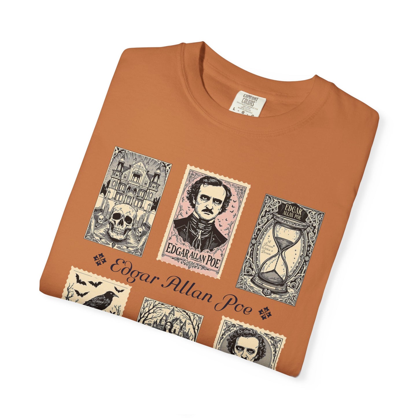 Edgar Allan Poe T-Shirt Gothic Graphic Tee The Raven Nevermore Quote Horror Literature Shirt Dark Academia Aesthetic Halloween Party Gift
