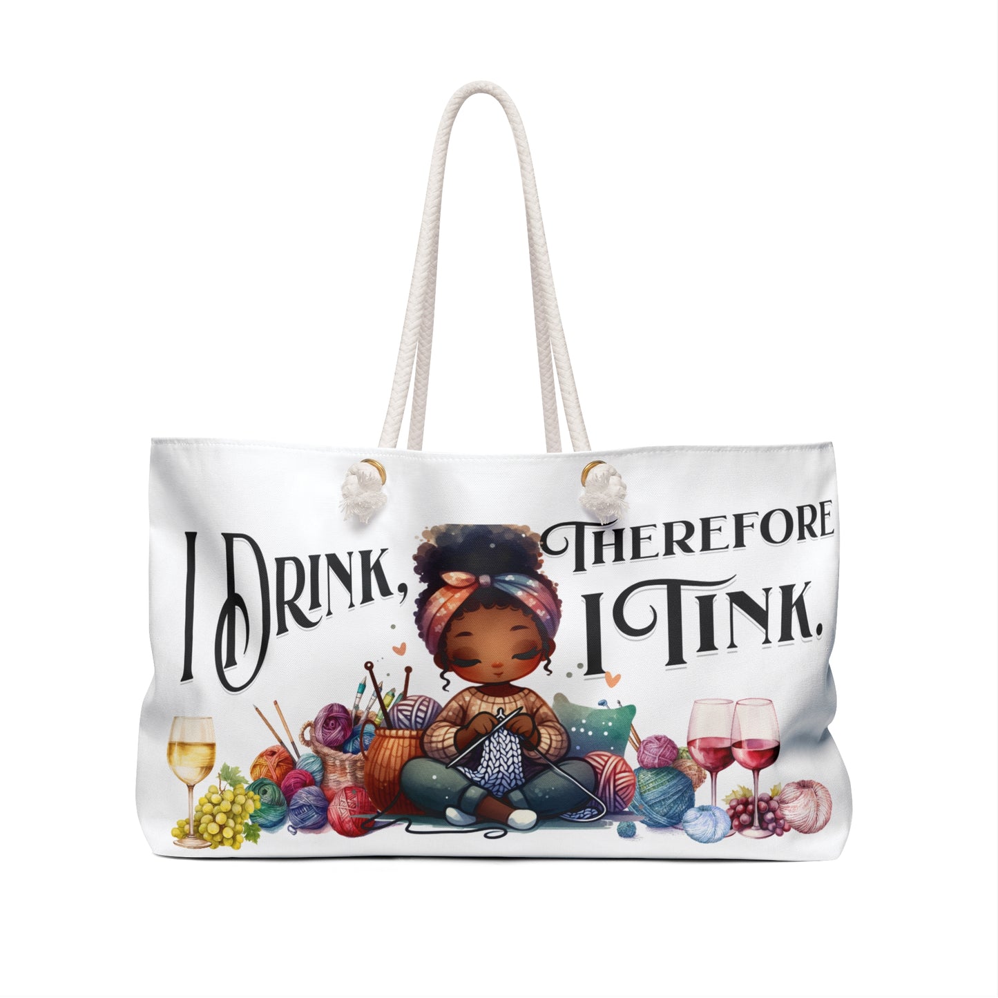 Custom Knitting Project Tote Bag Large Yarn Project Bag Crochet Craft Needle Storage Bag Yarn Bowl Funny Gift for Yarn Lover Project Bags Printify