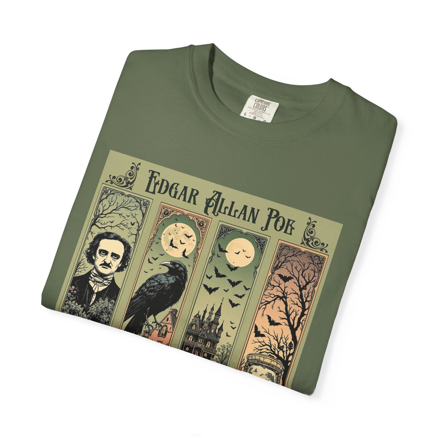 Edgar Allan Poe T-Shirt Gothic Graphic Tee The Raven Nevermore Quote Horror Literature Shirt Dark Academia Aesthetic Halloween Party Gift
