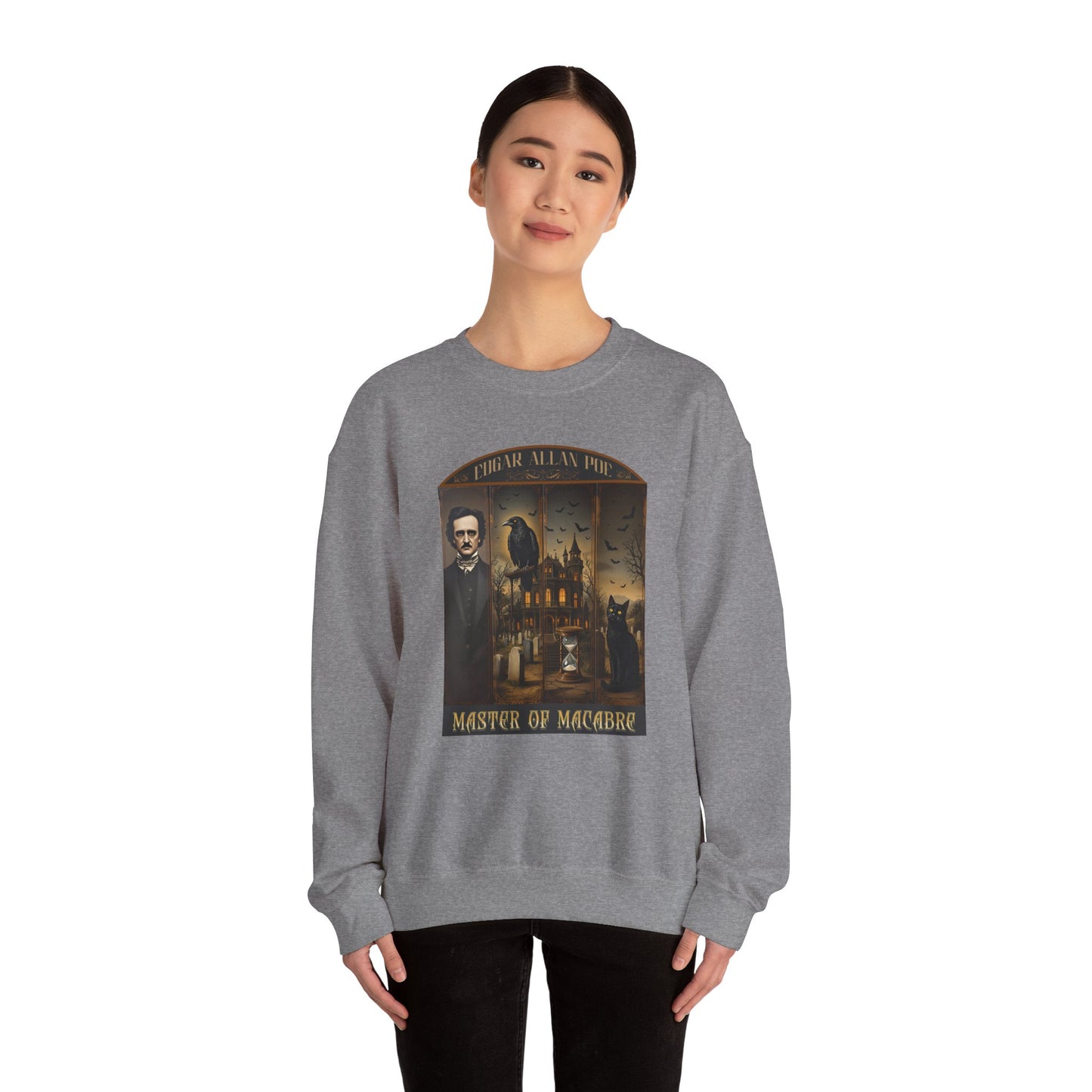Edgar Allan Poe Sweatshirt The Raven Nevermore Gothic Horror Sweater Dark Academia Macabre Halloween Gift for Book Lovers Birthday Christmas