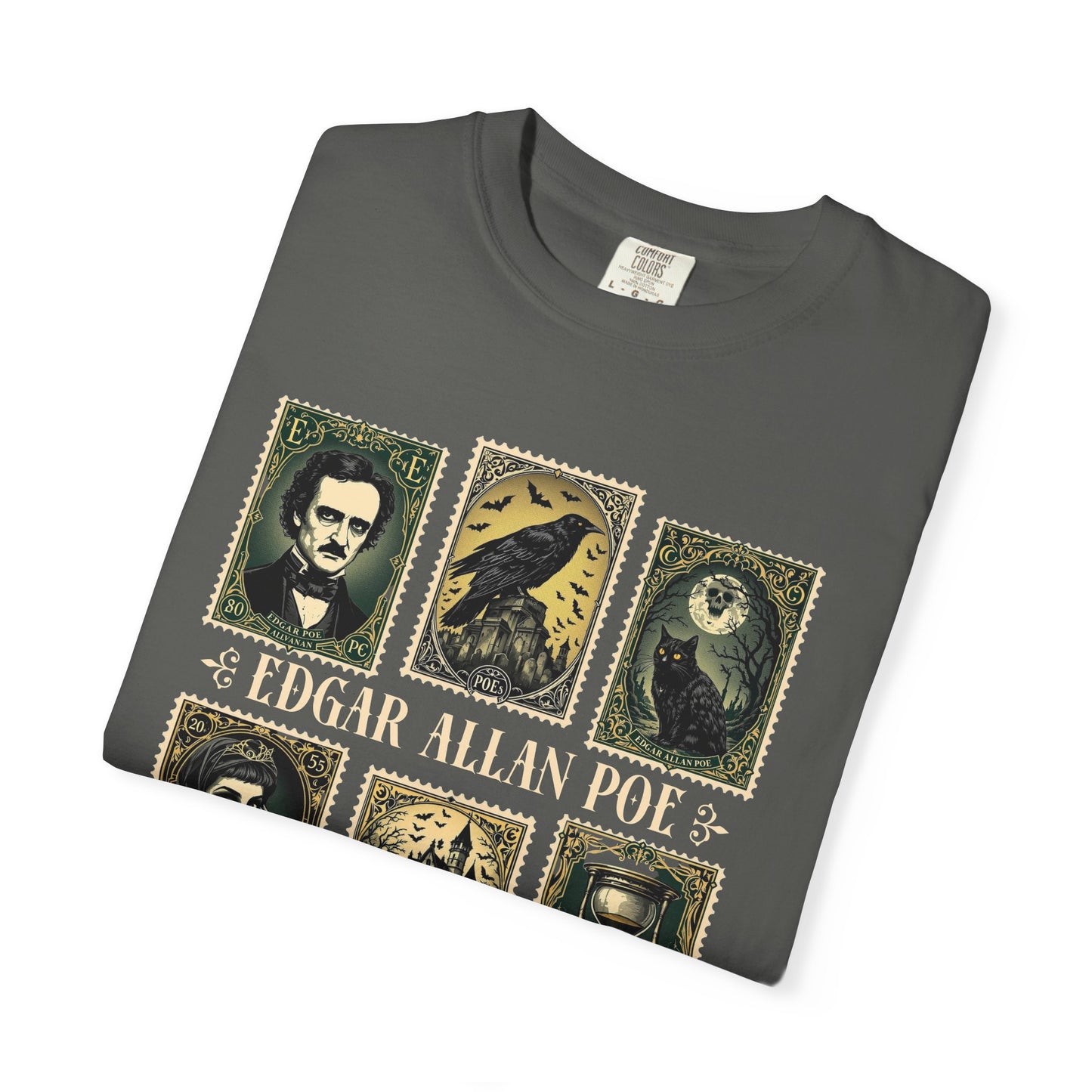 Edgar Allan Poe T-Shirt Gothic Graphic Tee The Raven Nevermore Quote Horror Literature Shirt Dark Academia Aesthetic Halloween Party Gift