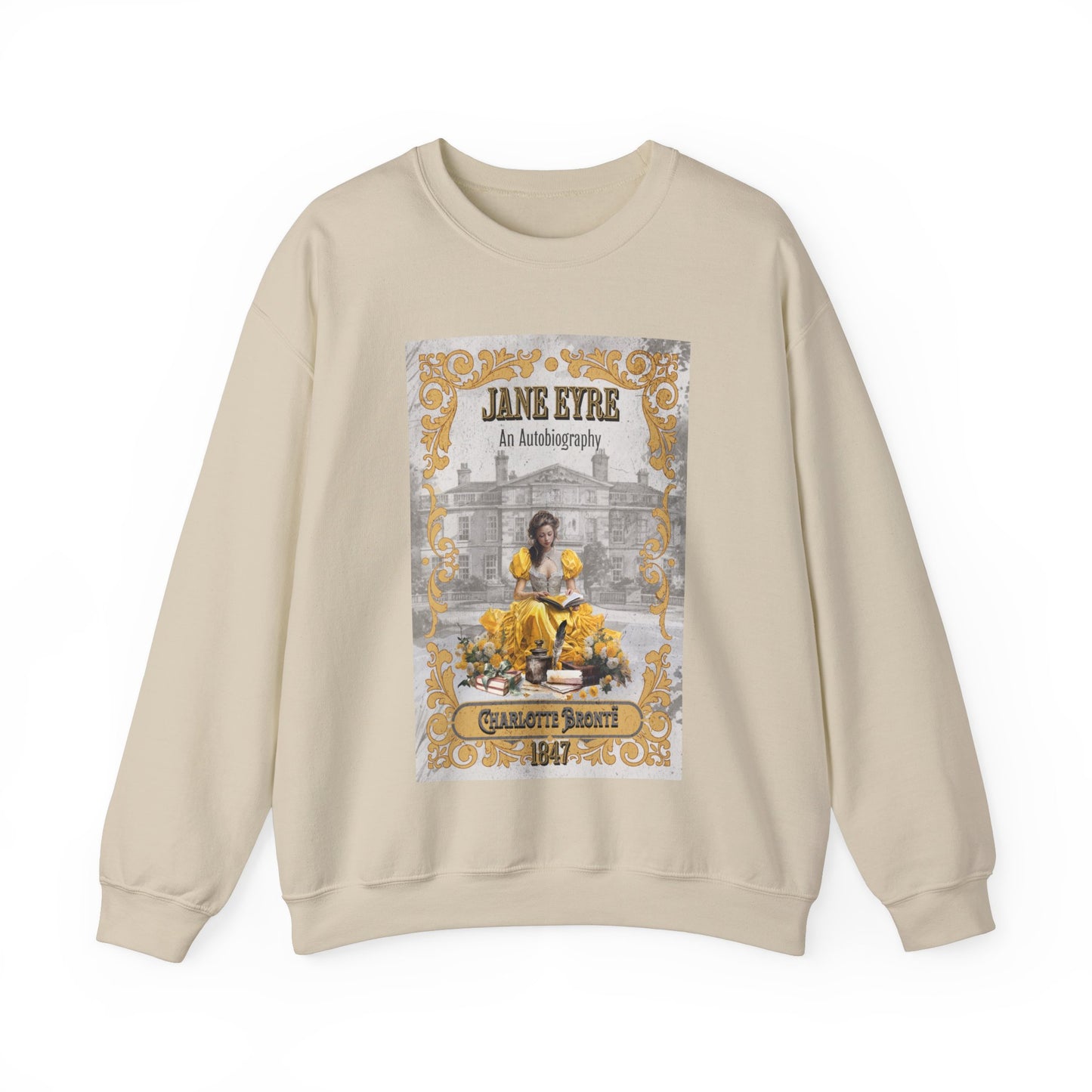 Jane Eyre Sweatshirt, Charlotte Brontë Historical Romance Sweater, Bookish Literary Brontë Sisters Fan Art Gift, Gift for Her, Readers, Sweatshirt Printify S Sand