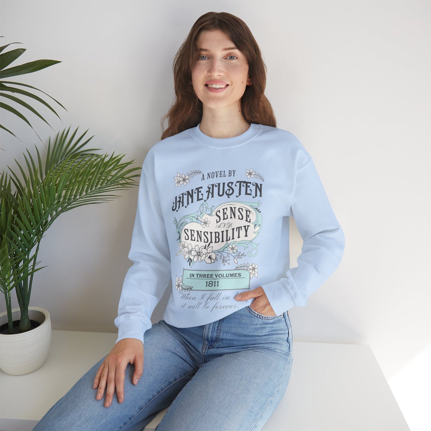 Jane Austen Sweatshirt, Sense & Sensibility Historical Romance Sweater, Bookish Literary Jane Austen Fan Art Gift, Gift for Her, Readers, Sweatshirt Printify