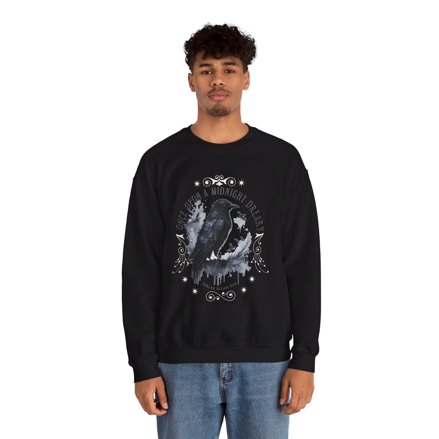 Edgar Allan Poe, The Raven Sweatshirt, Poet, Poetry Lover Sweater, Book Lover, Haunting Gothic Gift, Light, Dark Academia, Horror Movie Top Sweatshirt Printify