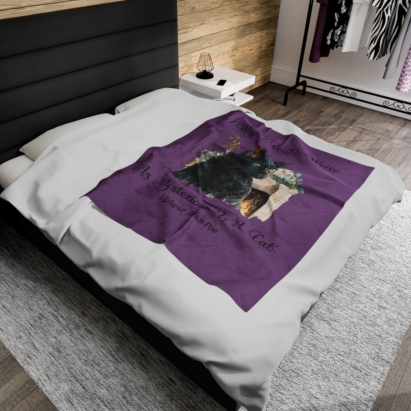 Edgar Allan Poe, The Black Cat Throw Blanket, Soft Book Lover Reading Blanket, Gothic Dark Academia, Horror Movie Watching Plush, Fairycore All Over Prints Printify