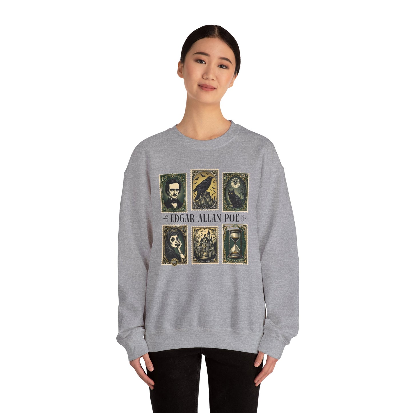 Edgar Allan Poe Sweatshirt The Raven Nevermore Gothic Horror Sweater Dark Academia Macabre Halloween Gift for Book Lovers Birthday Christmas