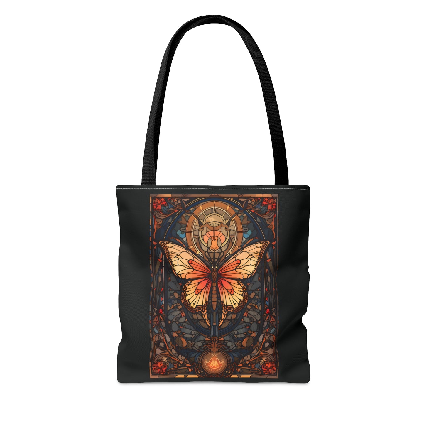Stained Glass Butterfly Tote Bag, Pretty Tarot Card Shoulder Bag, Book, Library, Grocery, Travel Bag, Dark Academia, Bookish Bookclub Gift, Bags Printify