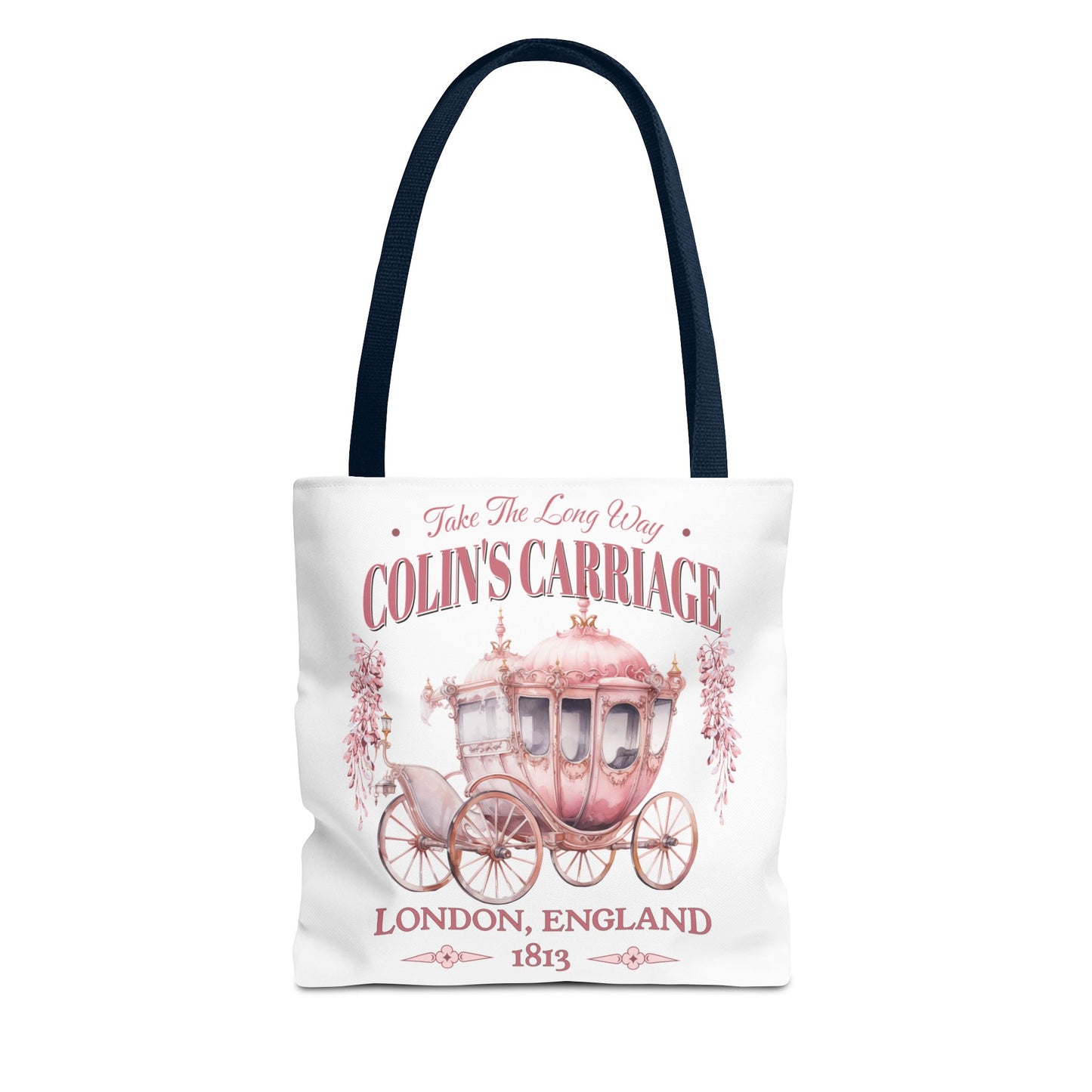 Colins Carriage Club Tote Bag Regency England Ton Society Gift For Book Lover Fan Historical Drama Penelope Romance Reader Bookclub Gift Bags Printify 13" × 13'' Navy
