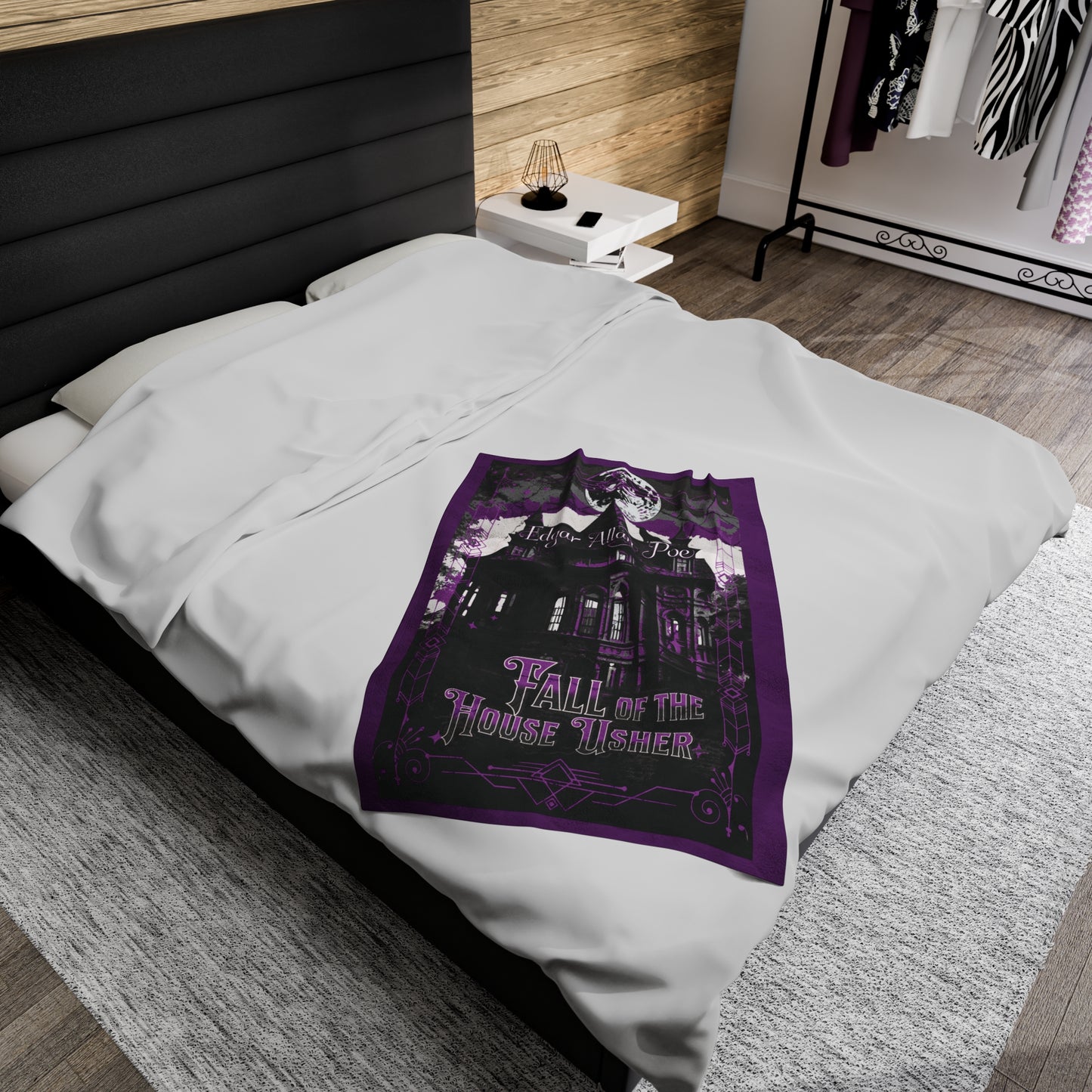 Edgar Allan Poe, The Fall Of The House Of Usher Throw Blanket, Book Lover Reading Blanket, Gothic Dark Academia, Horror Movie Watching Plush All Over Prints Printify