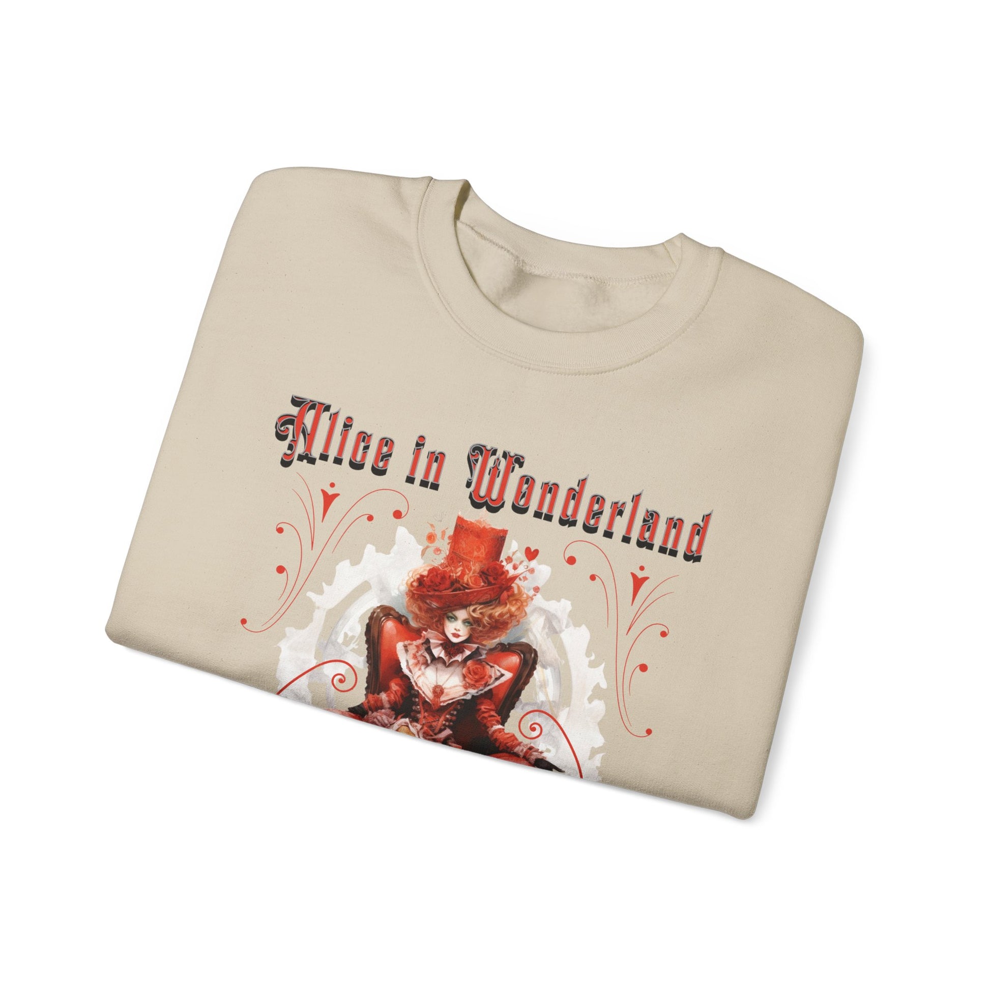 Queen of Hearts Sweatshirt, Alice In Wonderland Lewis Carroll Whimsigoth Academia Sweater Mad Hatter Tea Party Tee Bookish Booktok Gift Sweatshirt Printify