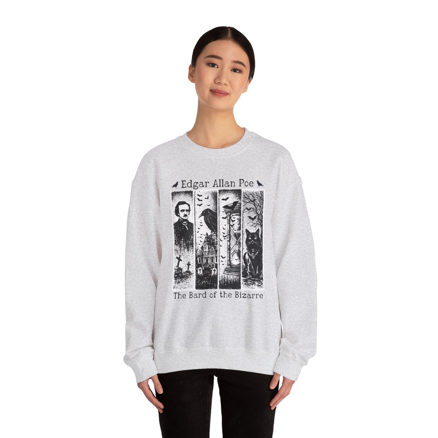 Edgar Allan Poe Sweatshirt The Raven Nevermore Gothic Horror Sweater Dark Academia Macabre Halloween Gift for Book Lovers Birthday Christmas Sweatshirt Printify